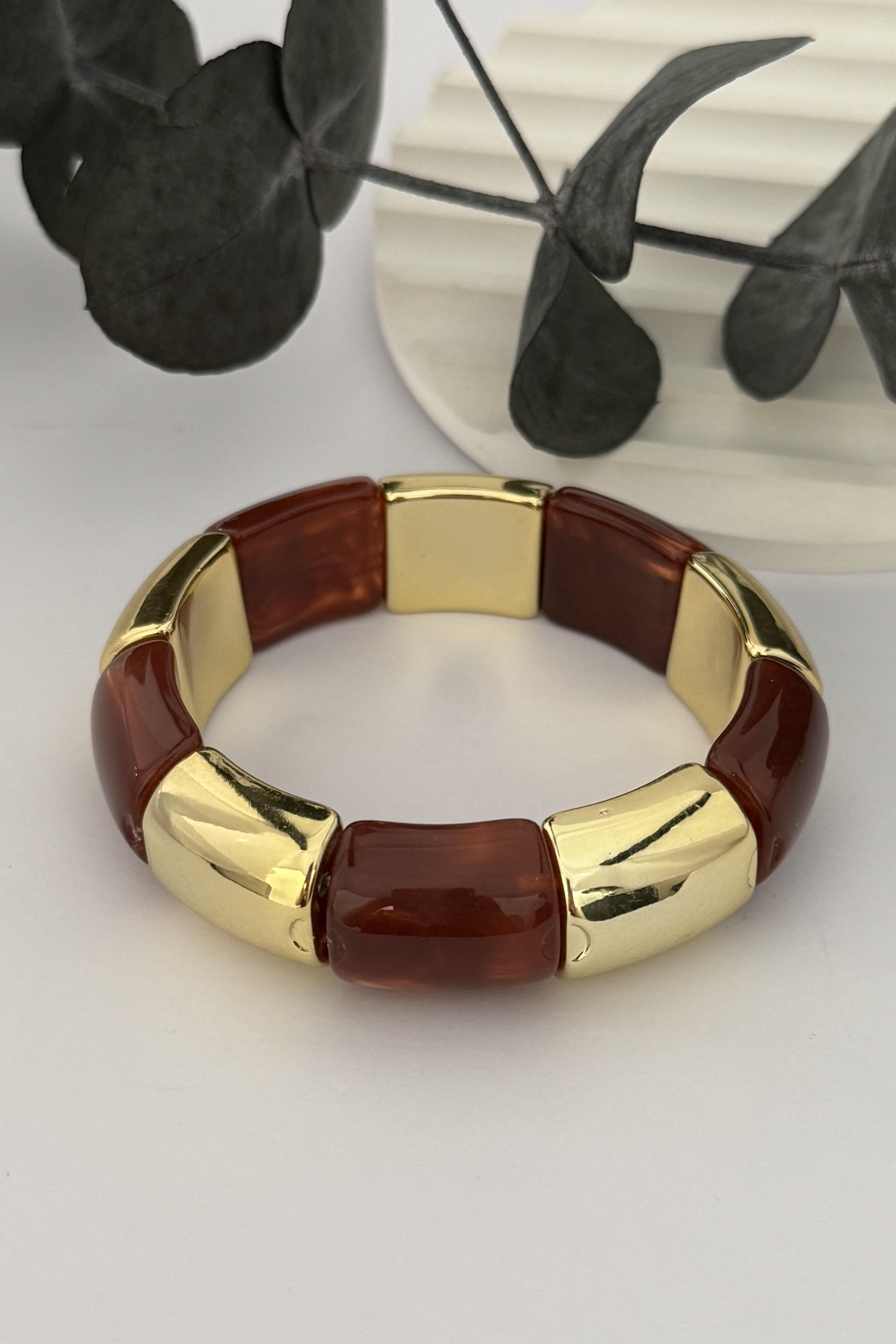 Bordo Taşlı Lastikli Bileklik