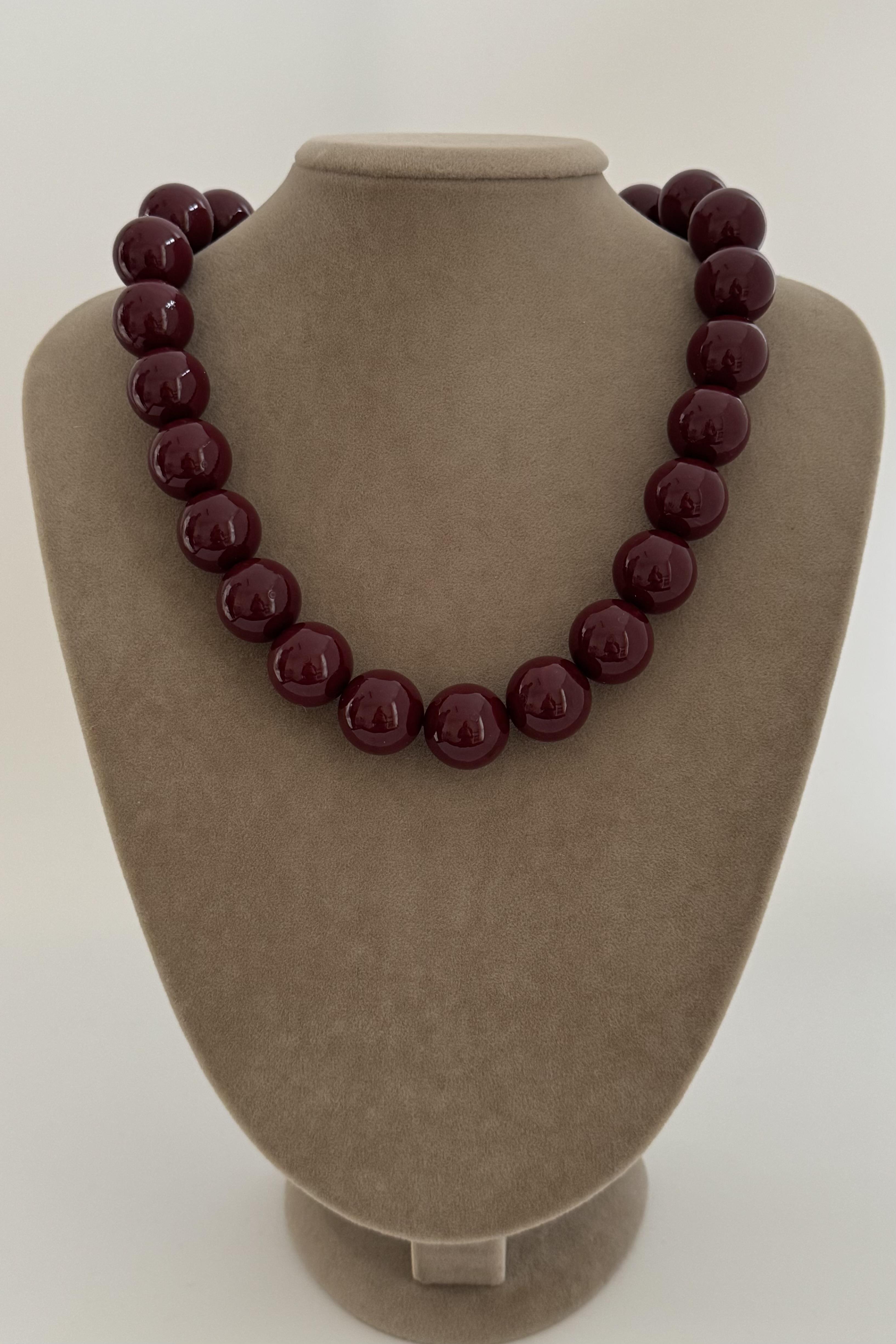 Bordo Top Detaylı Kolye