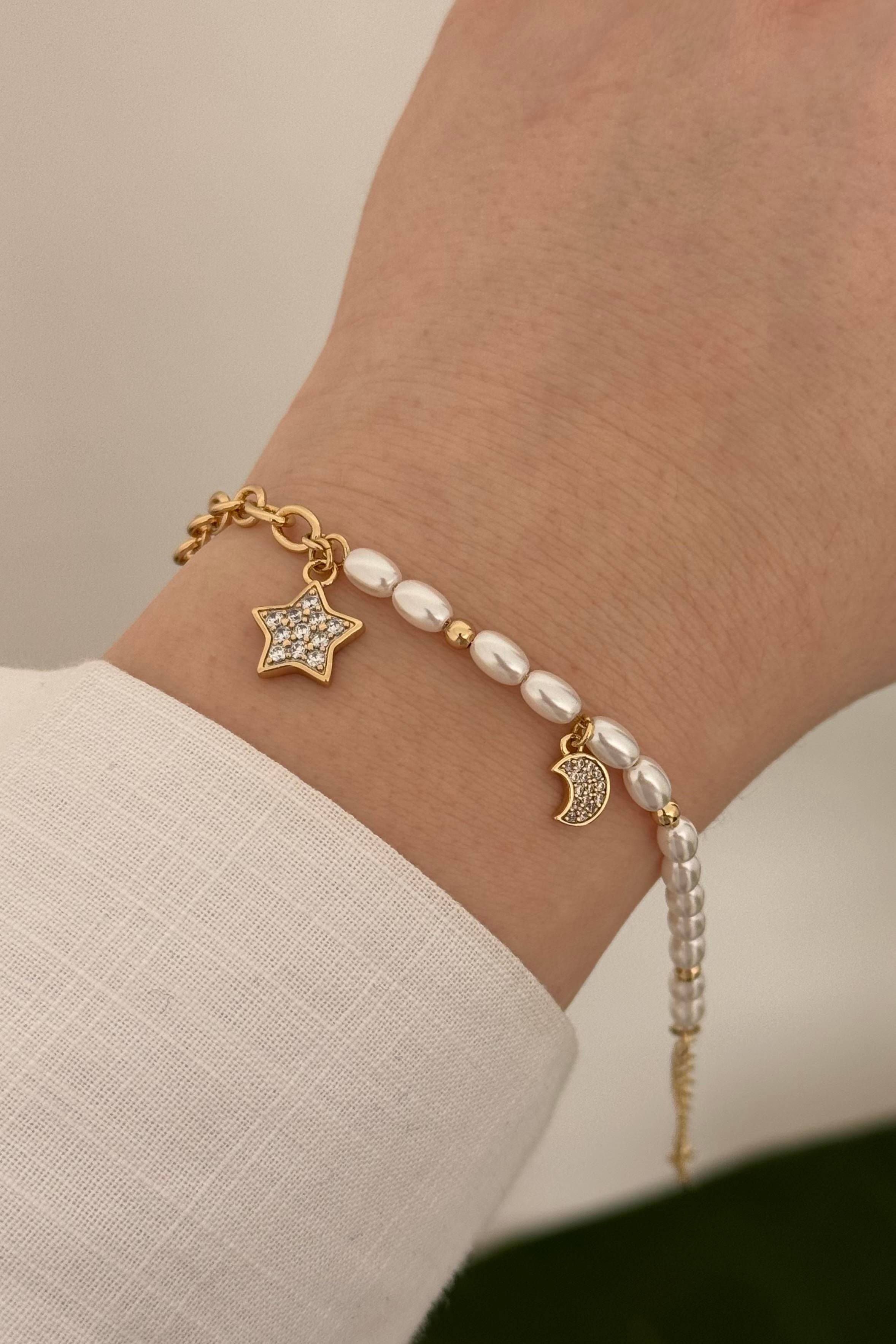 Celestia Pearl Vip Seri Gold Bileklik