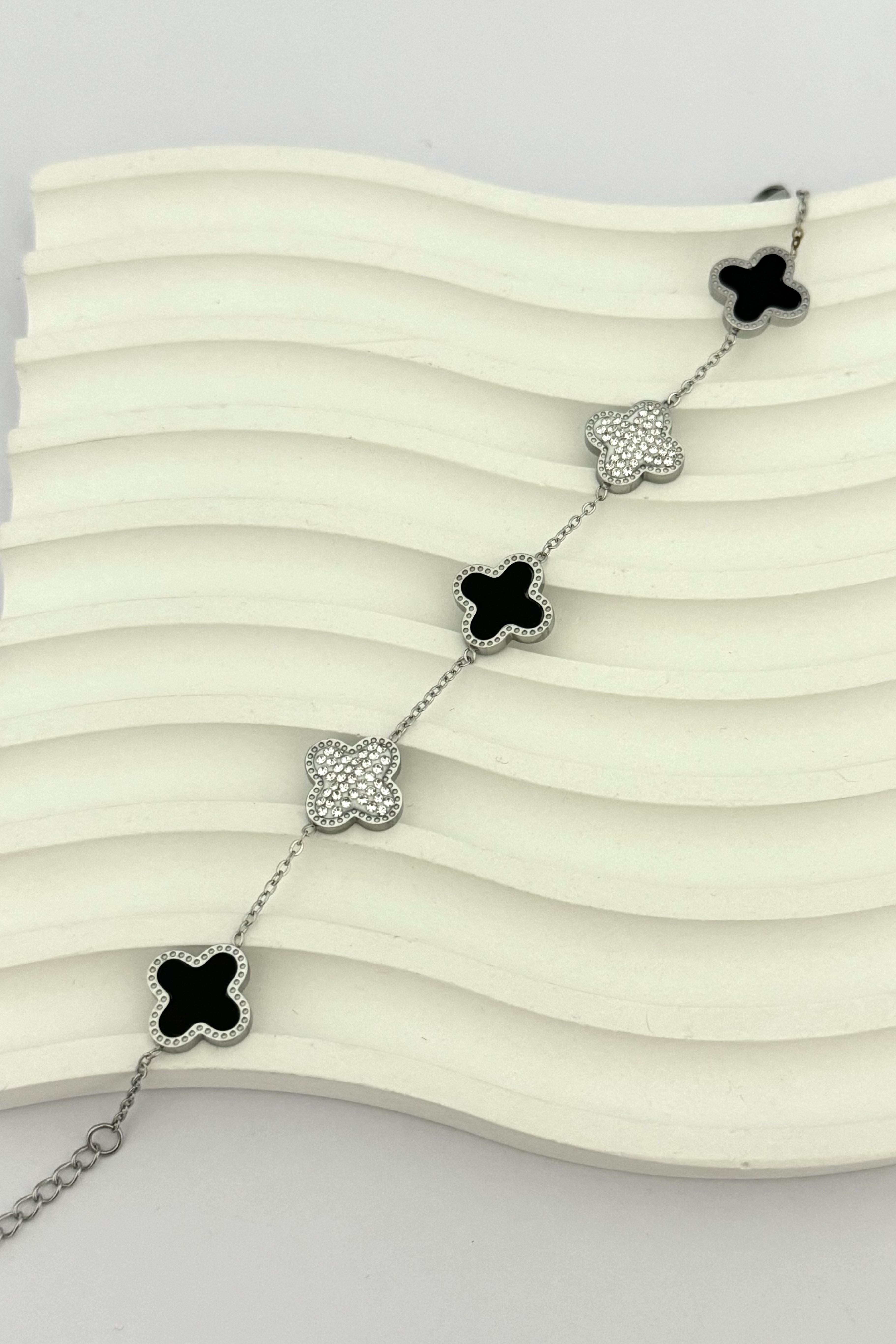 Cleef Black&Silver Taşlı Bileklik