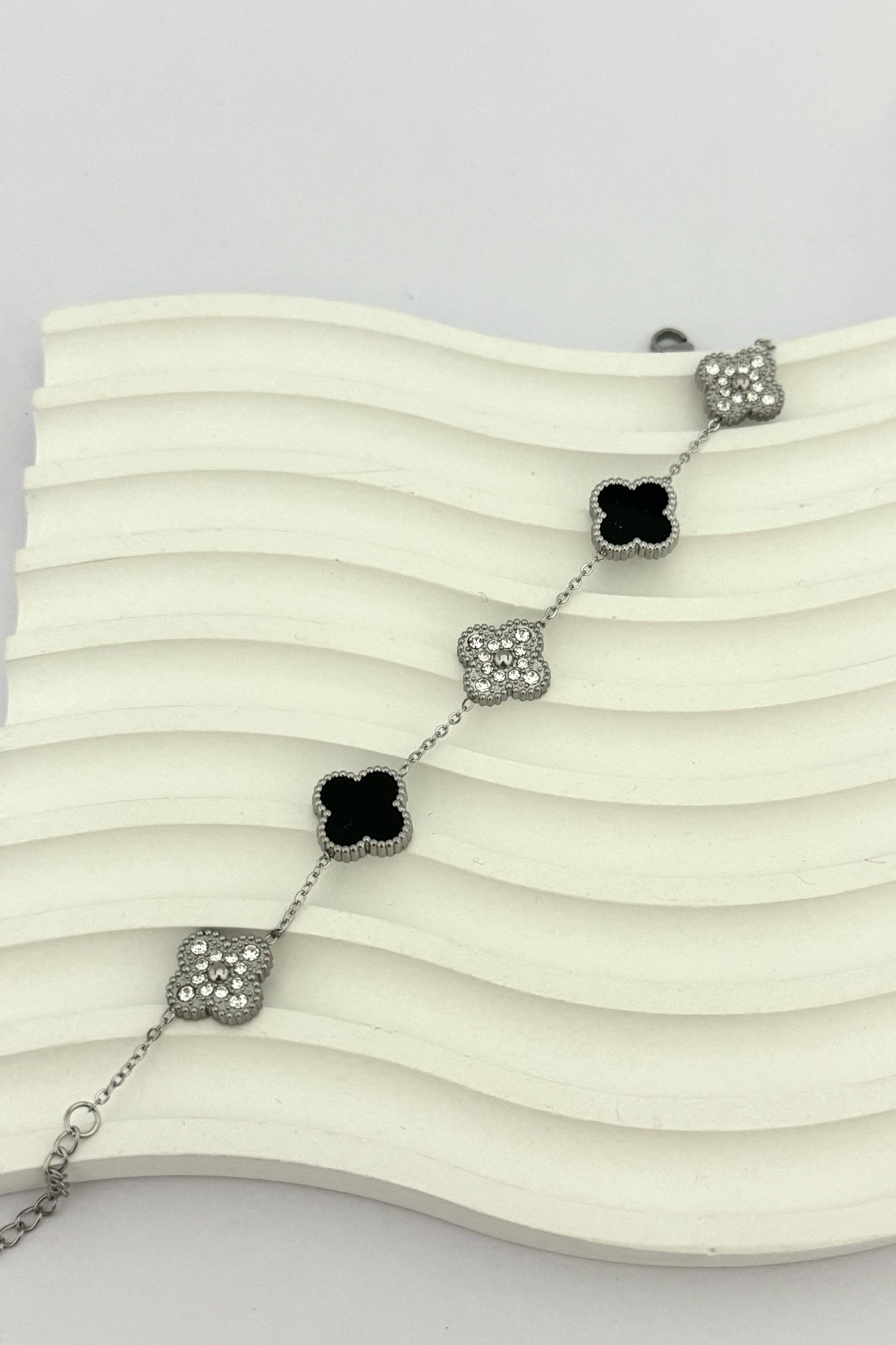 Cleef Black&Silver Taşlı Bileklik