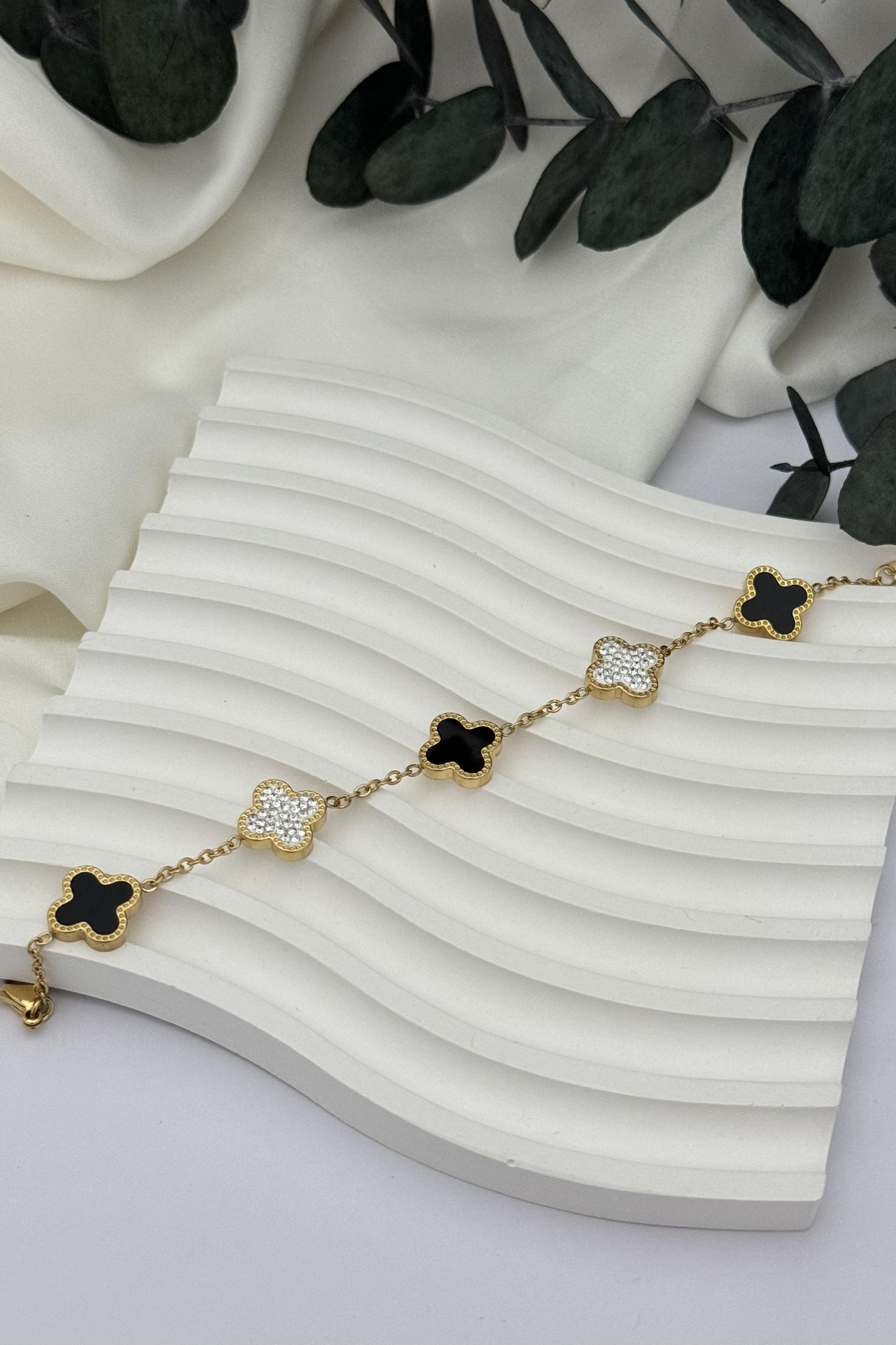 Cleef Siyah Taşlı Bileklik