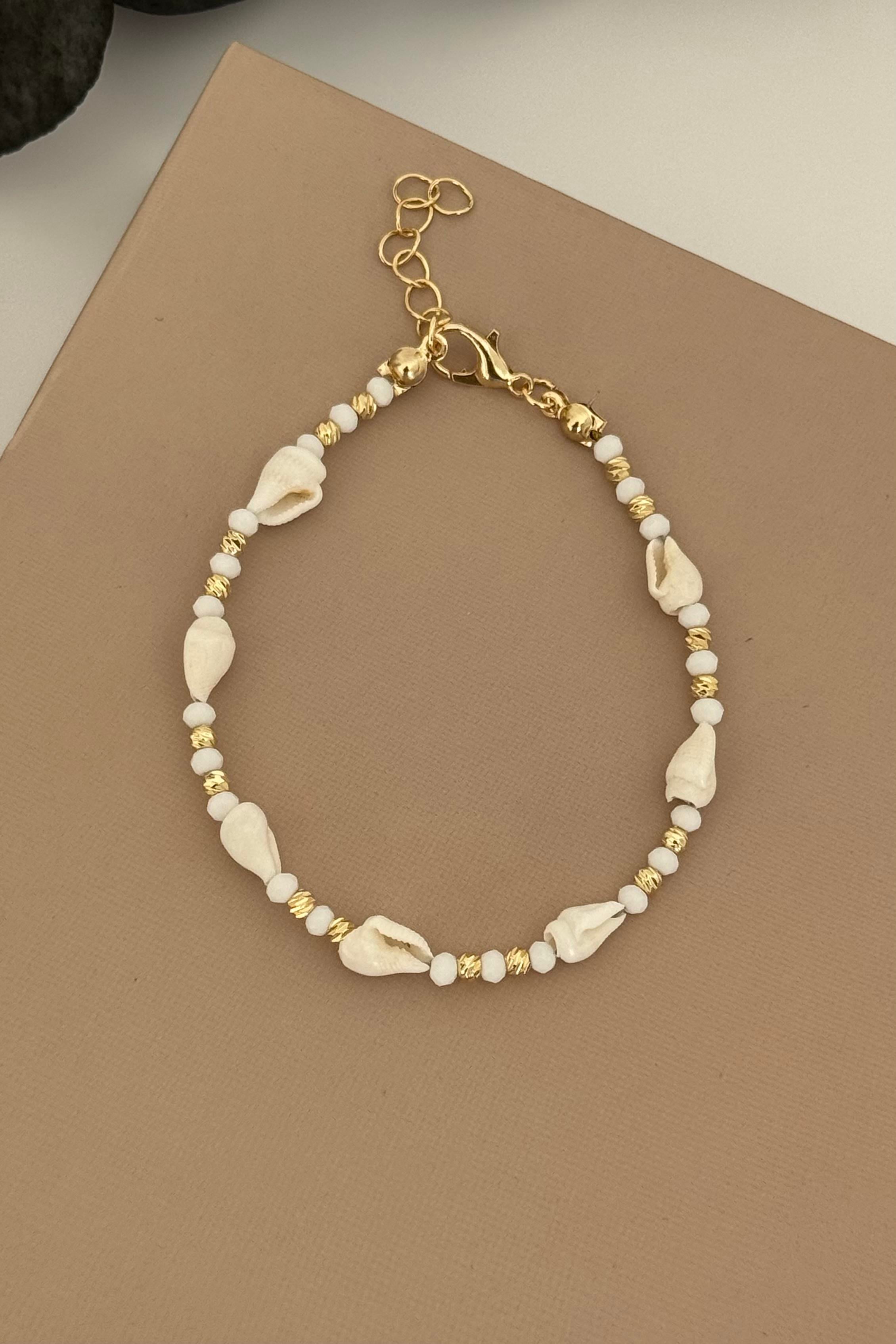 Deniz Kabuğu Ve Gold Dorika Bileklik