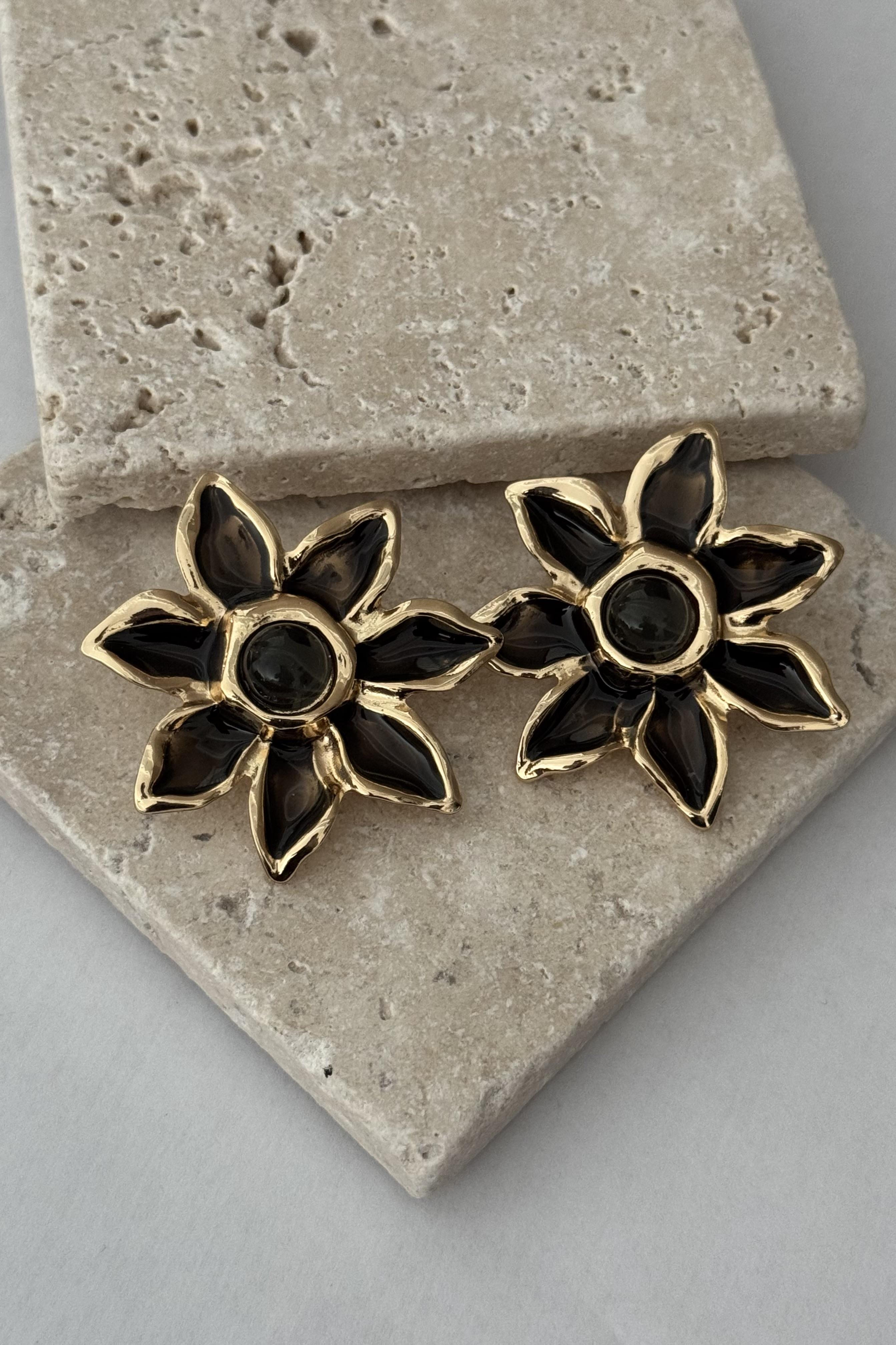 Flower Brown Küpe