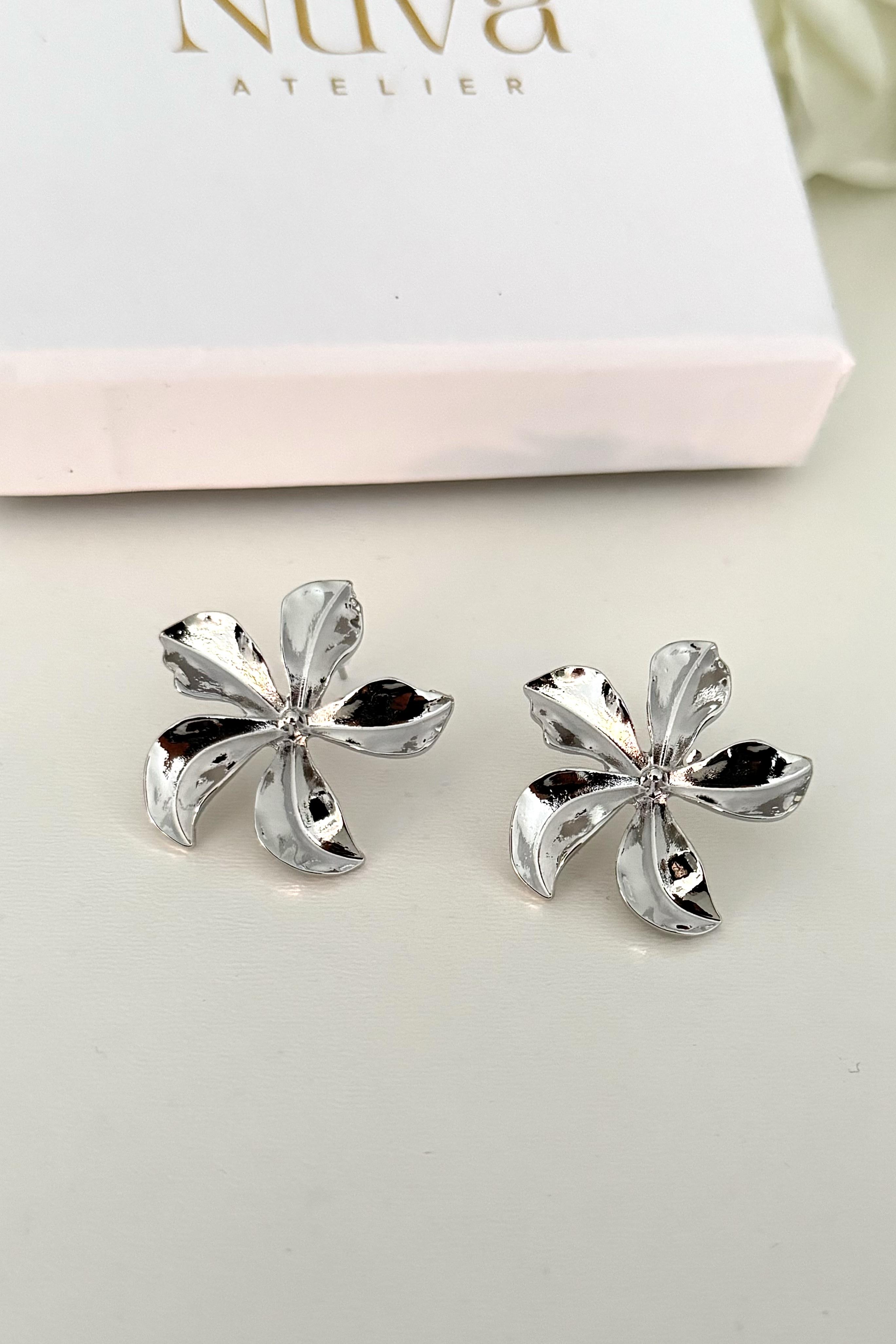 Flower Silver Küpe