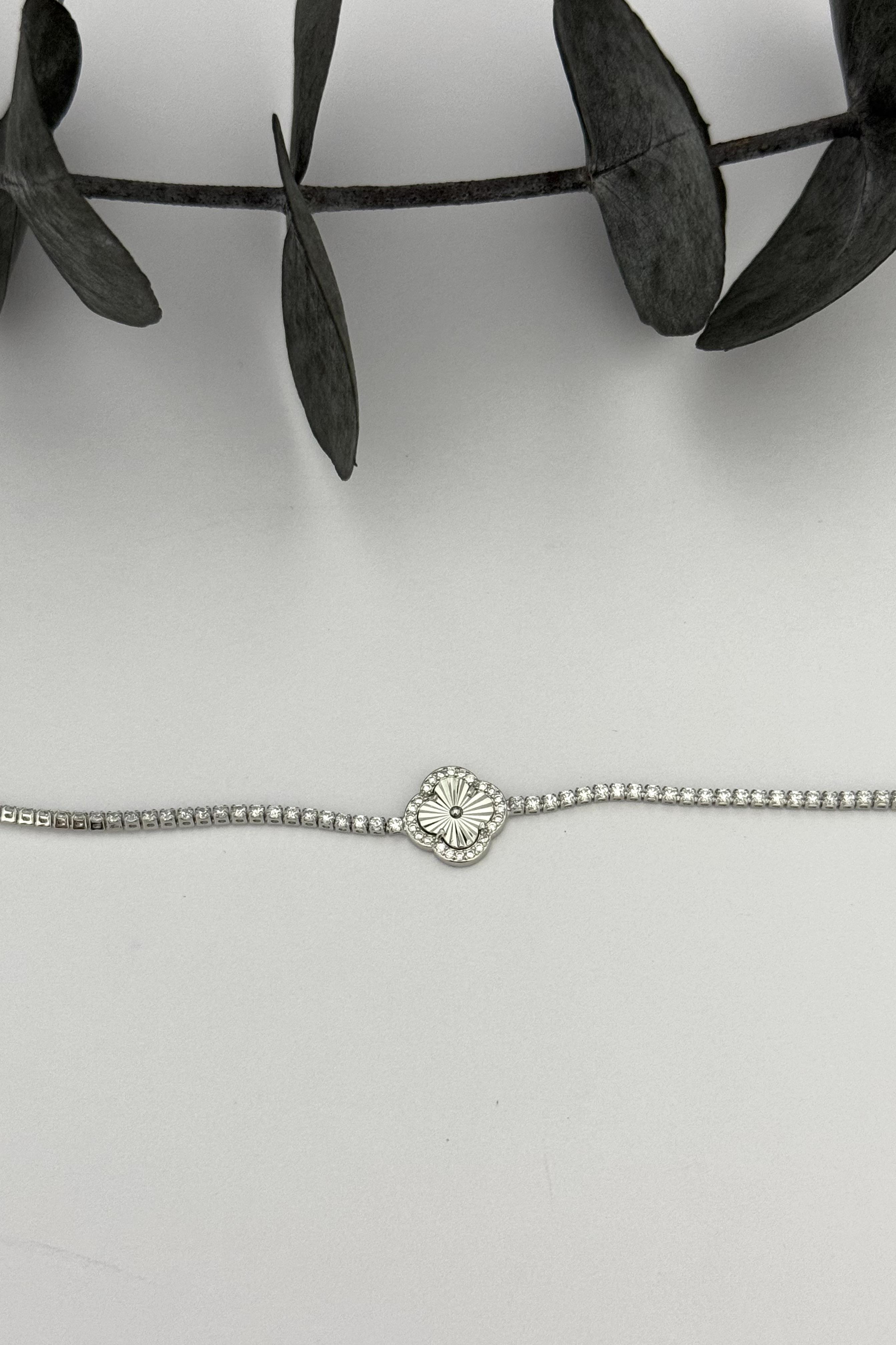 Glamour Clover Silver Bileklik