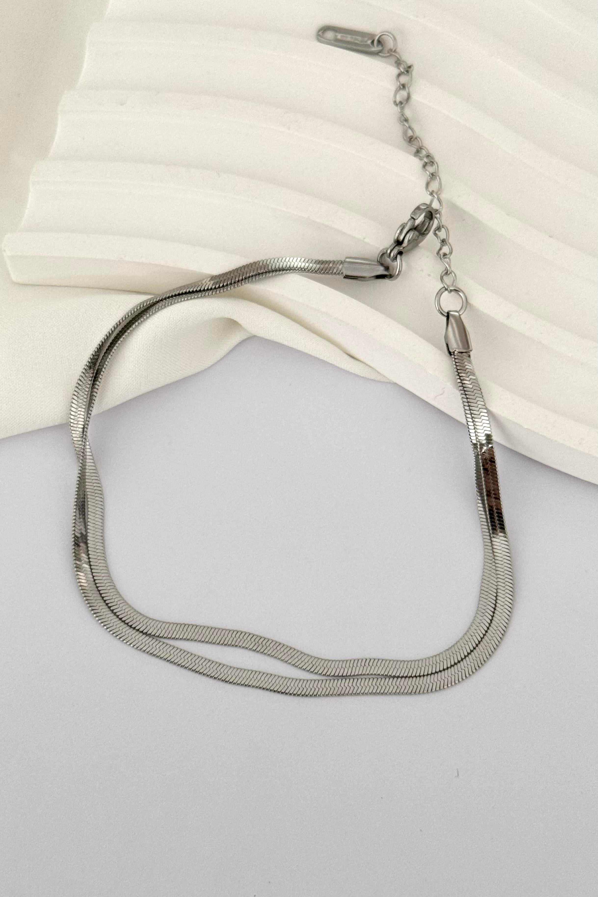 İkili Silver İtalyan Zincir Halhal