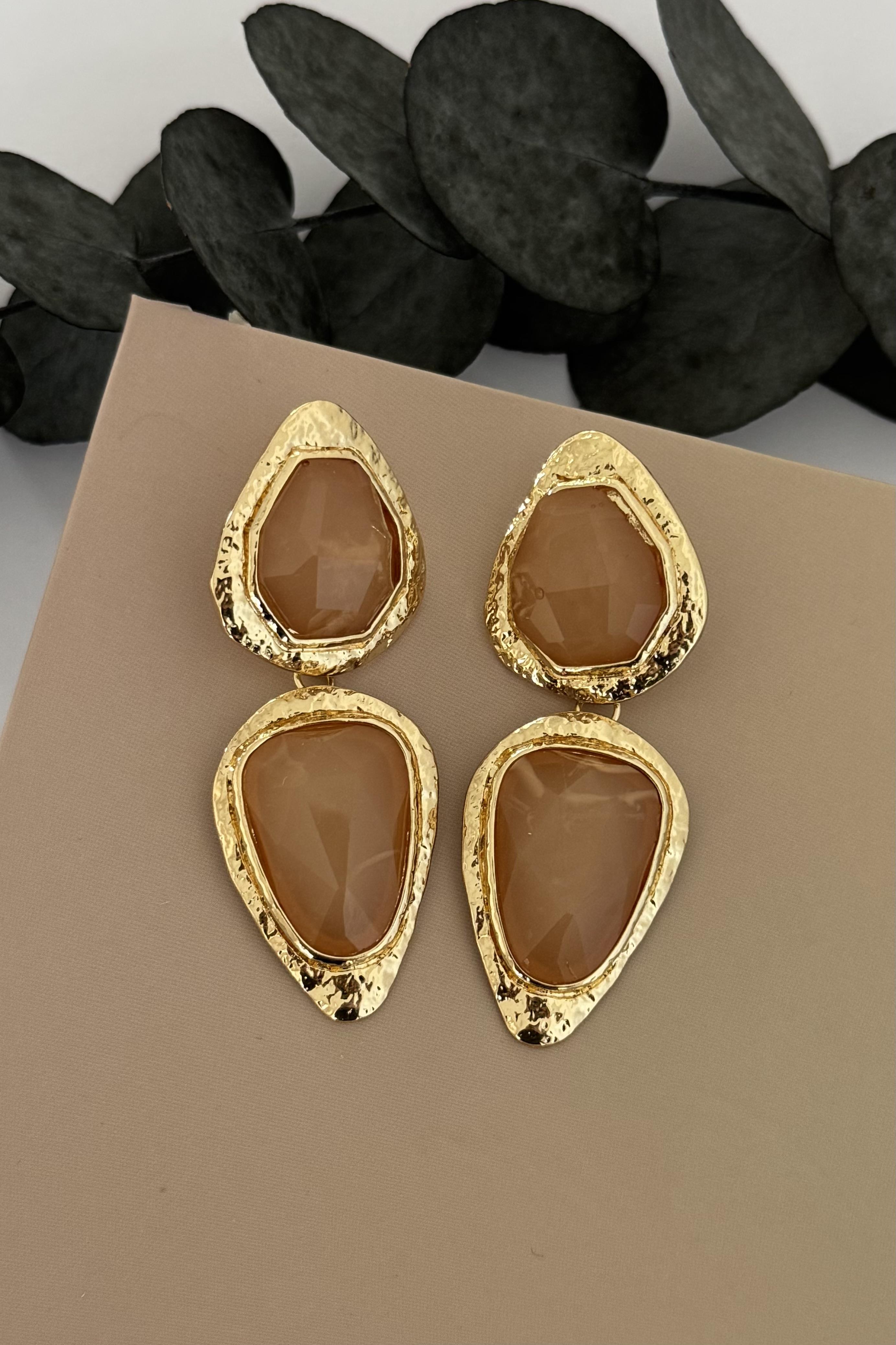 Kalyx Gold Bej Küpe
