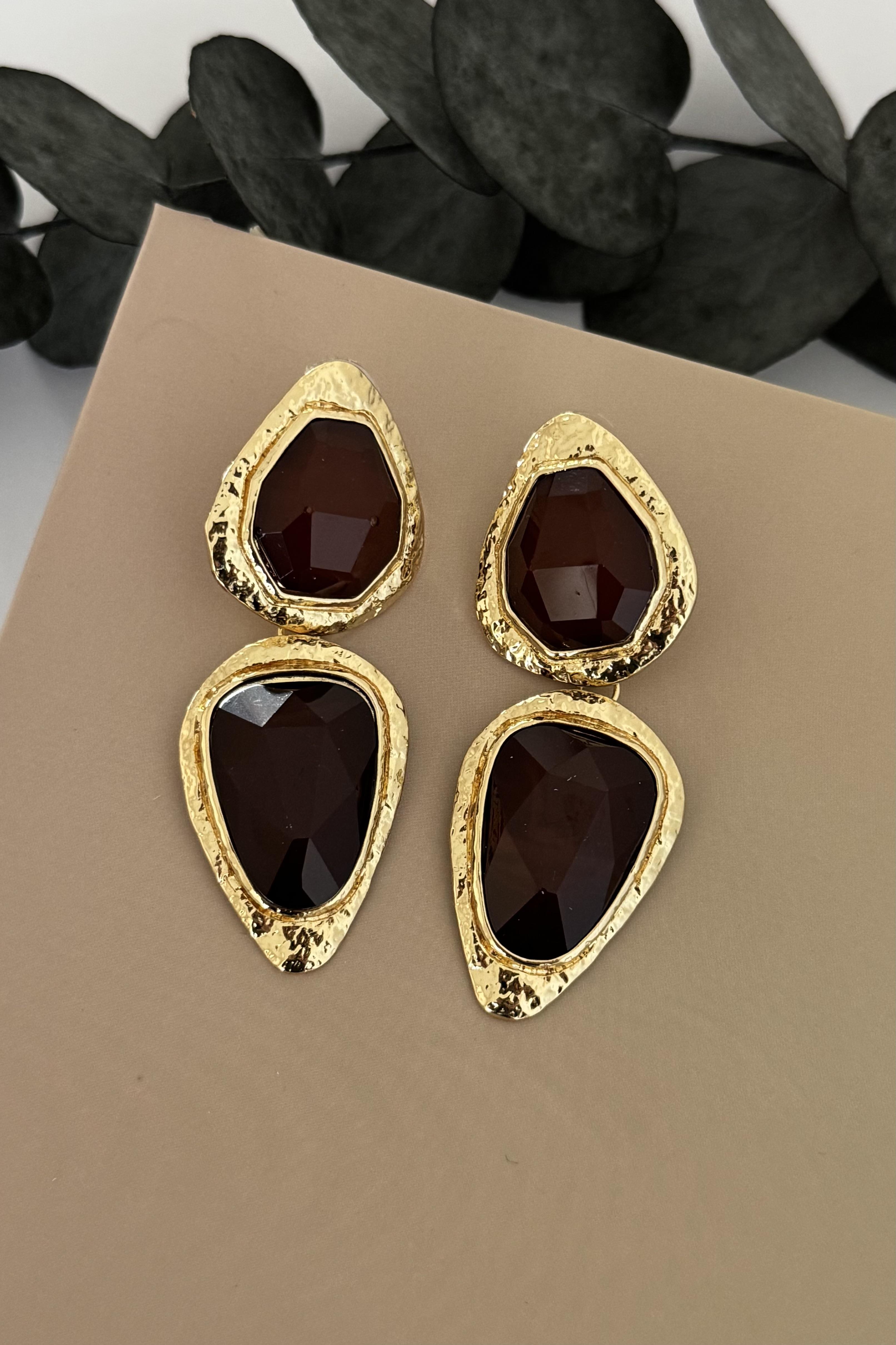 Kalyx Gold Kahverengi Küpe