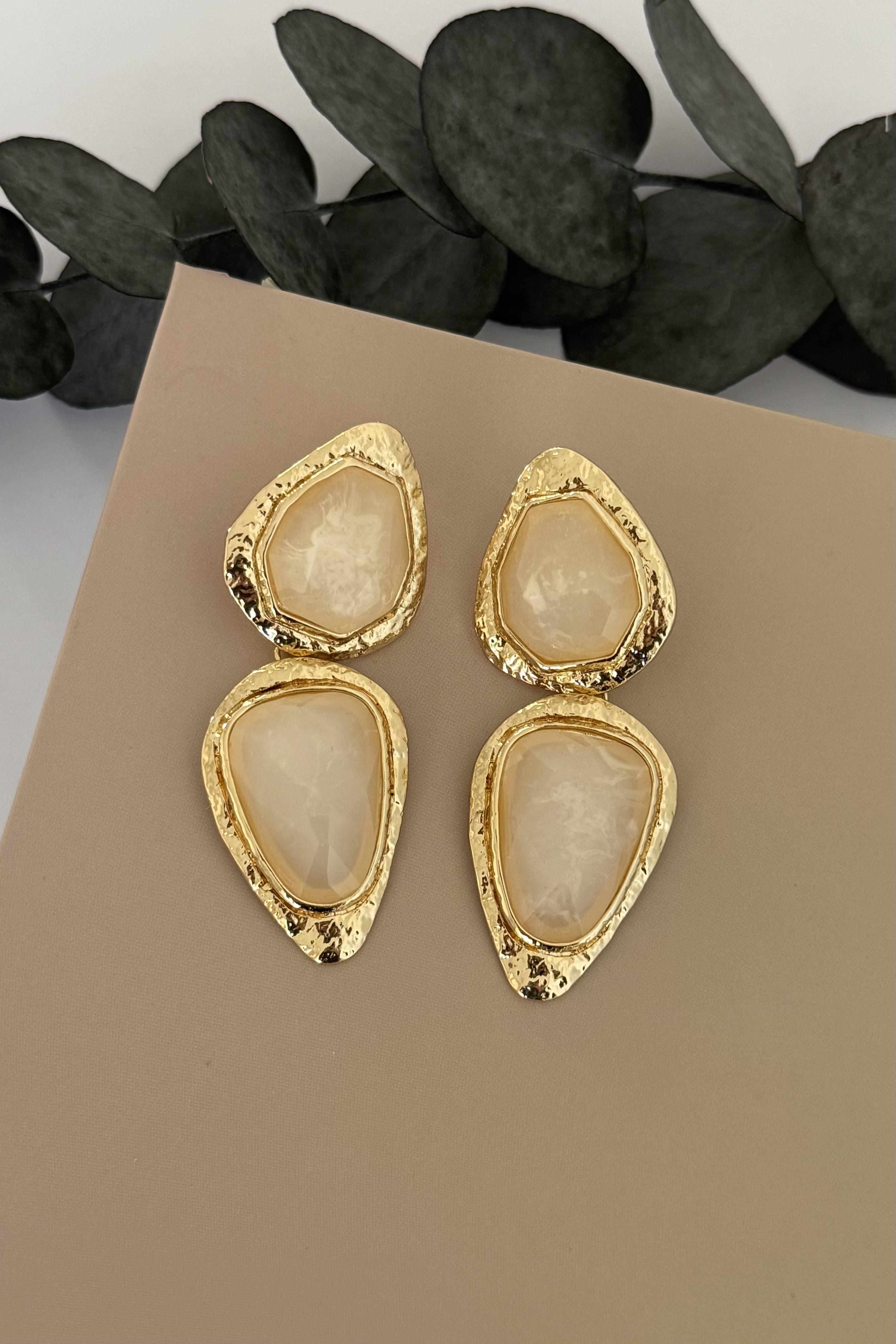Kalyx Gold Krem Küpe