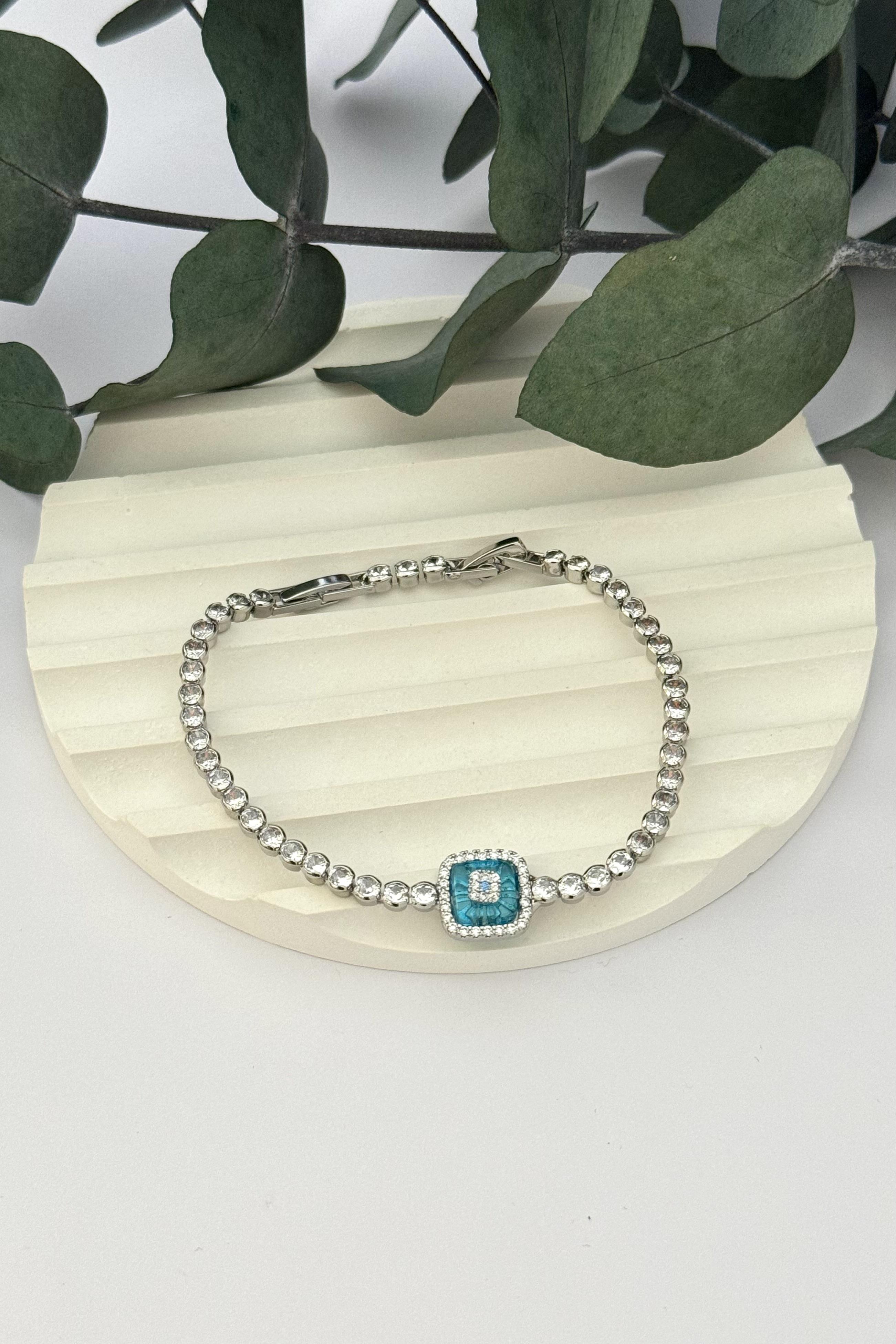 Kare Nazar Boncuklu Bileklik