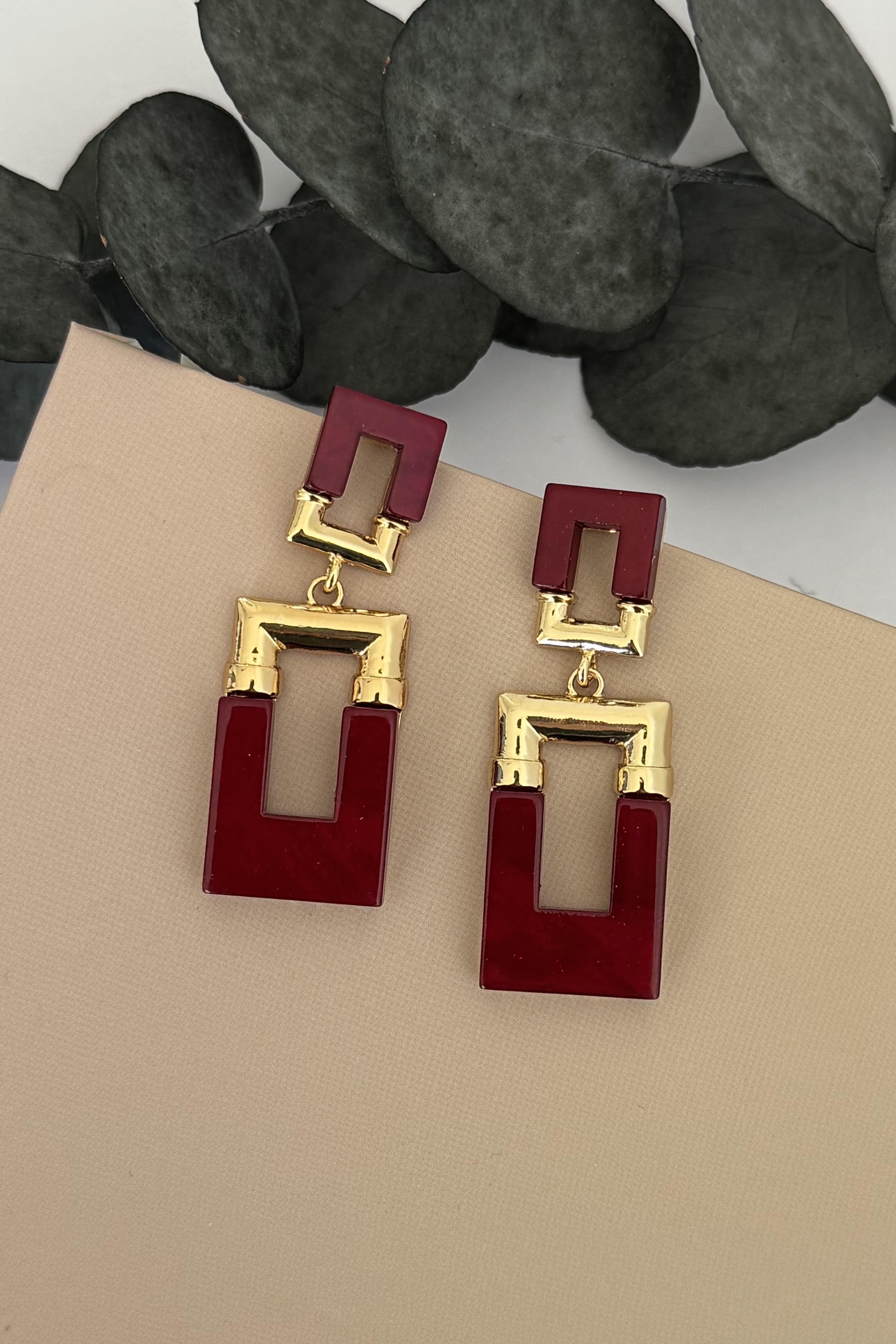 Keystone Gold Bordo Küpe