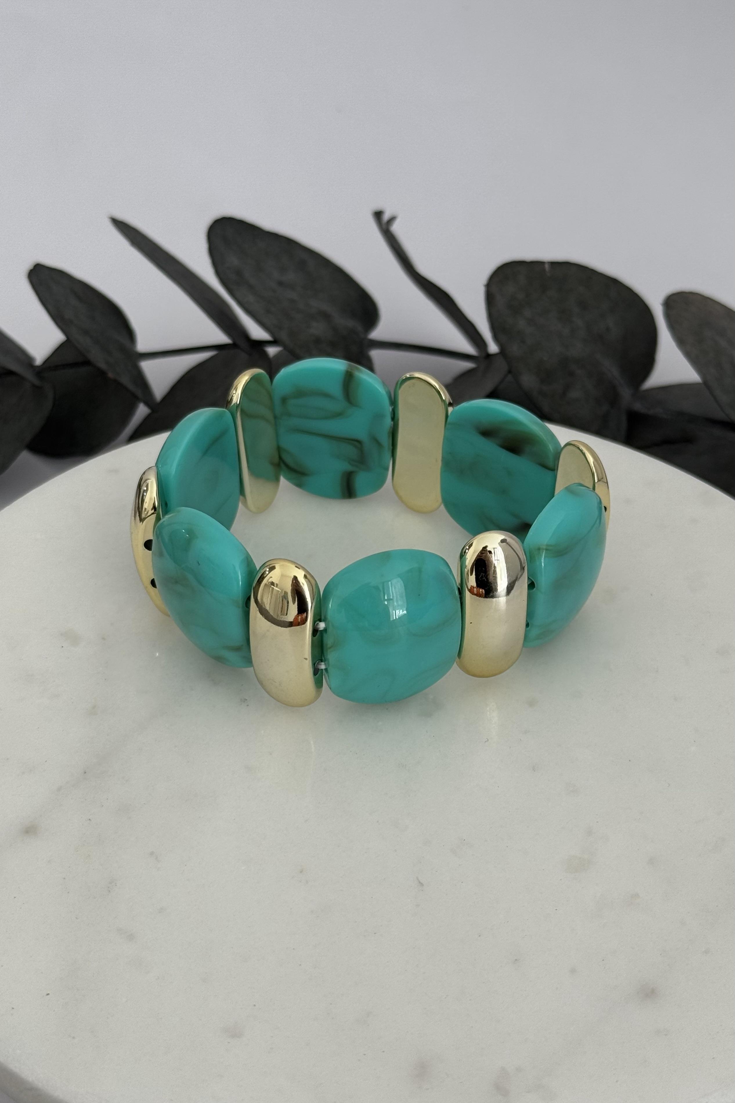 Lastikli Renkli Taşlı Bileklik