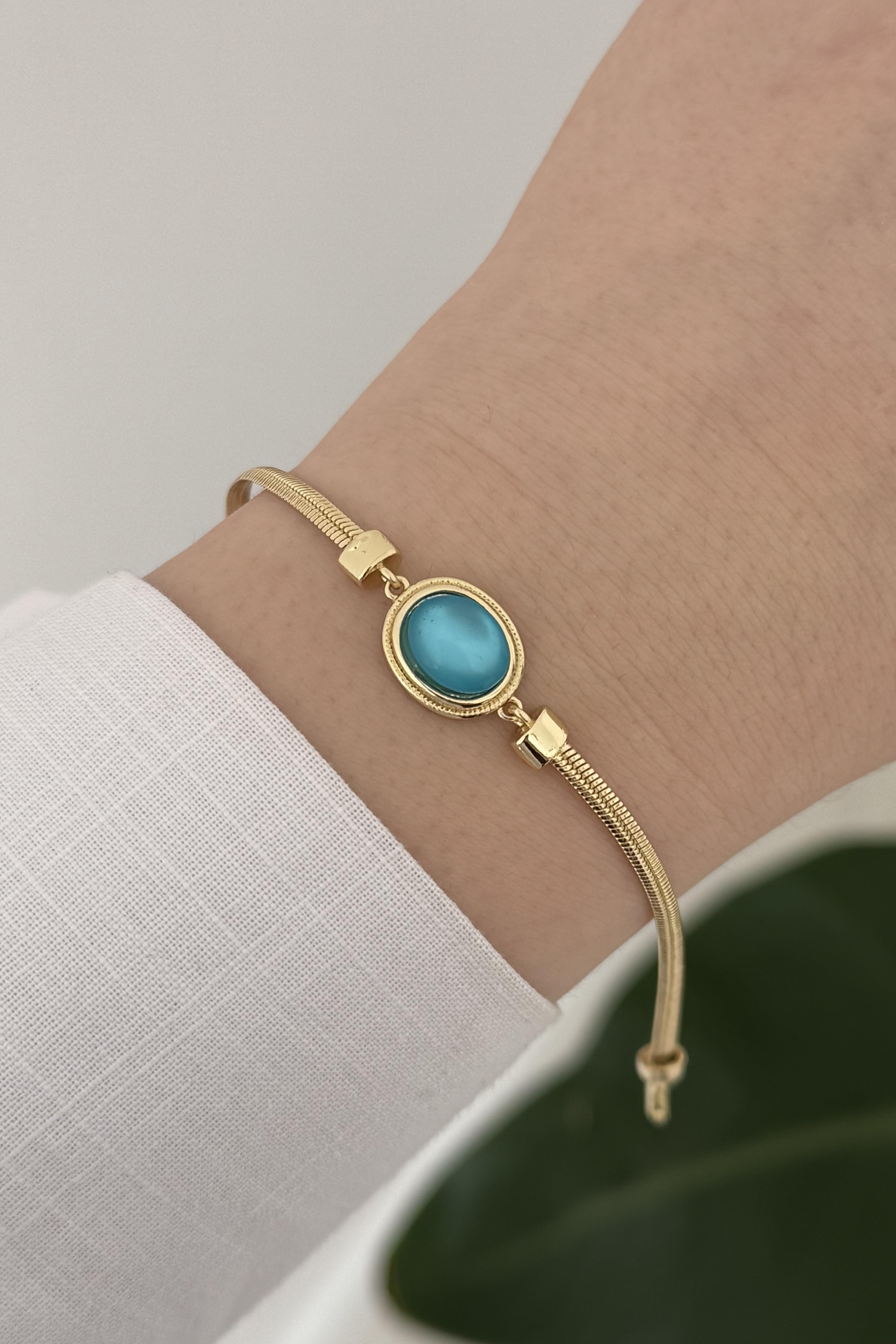 Mavi Opal Taşlı Bileklik