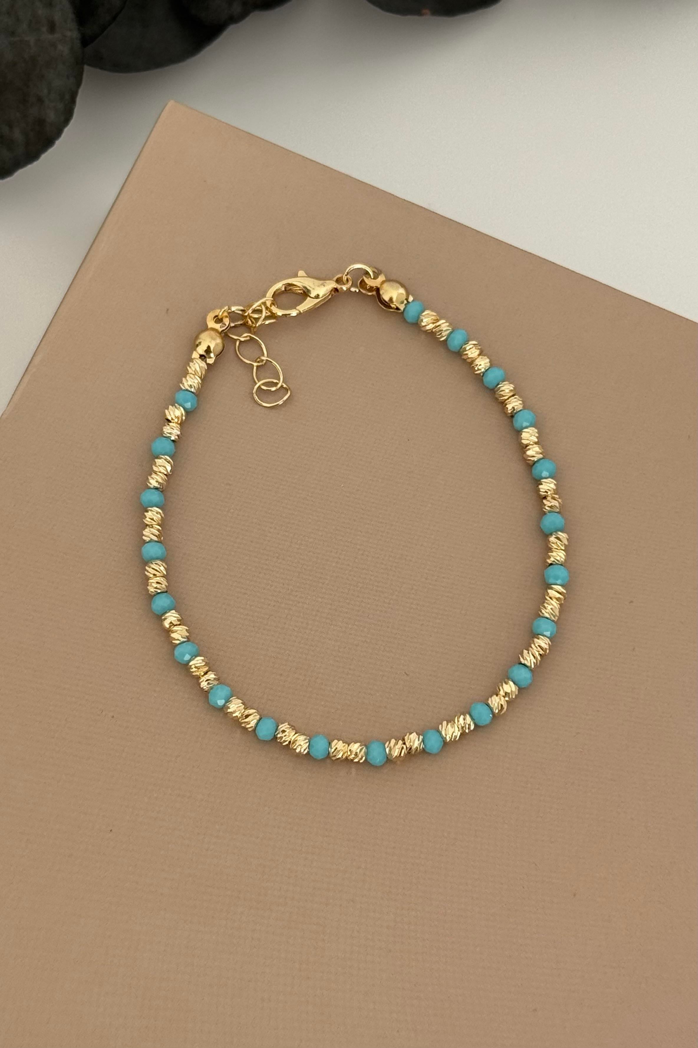 Mavi Ve Gold Dorika Bileklik