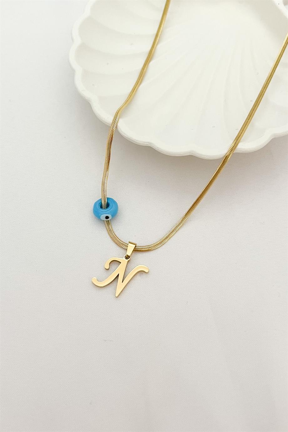 N Harf Çelik Kolye