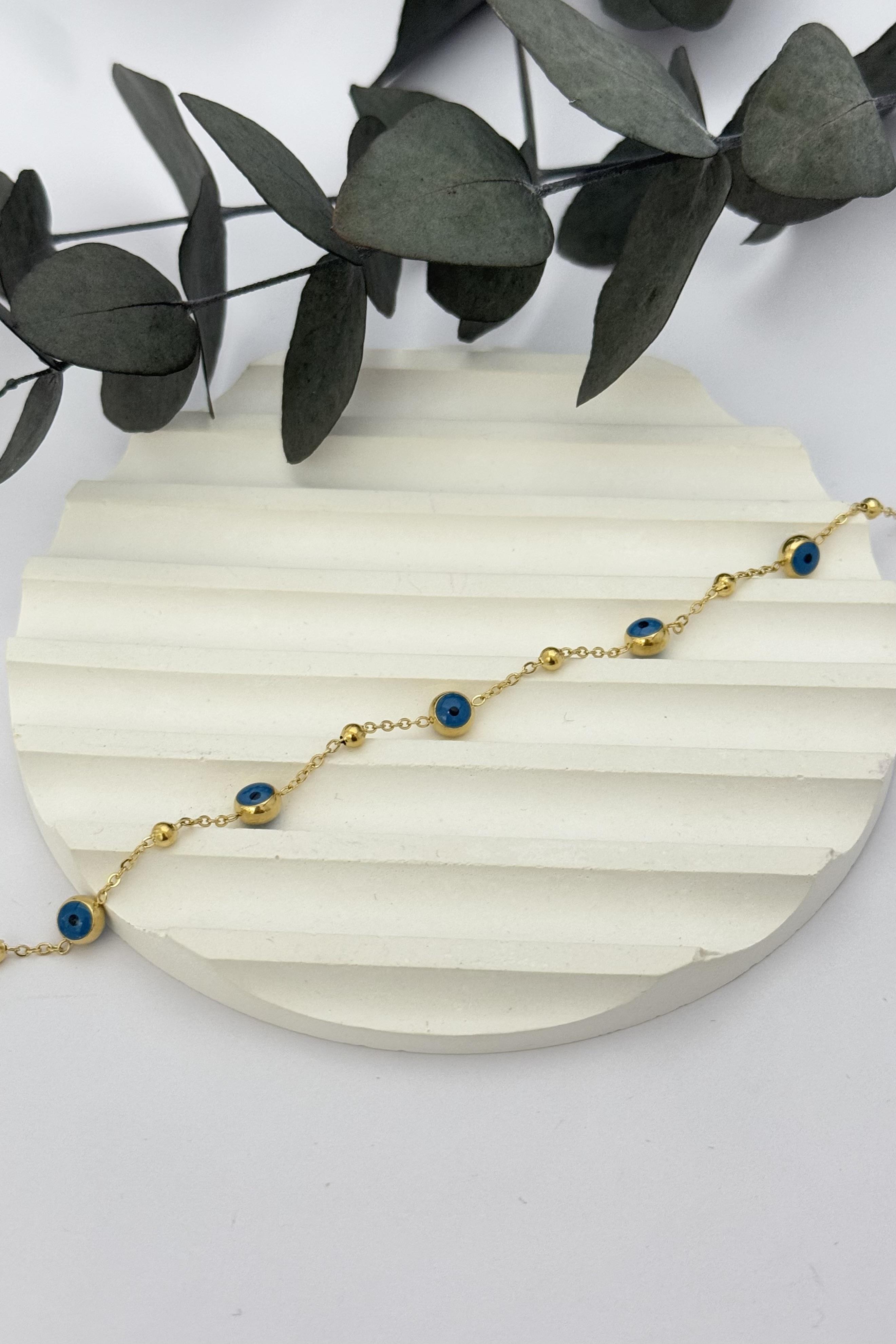 Nazar Boncuklu Çelik Bileklik