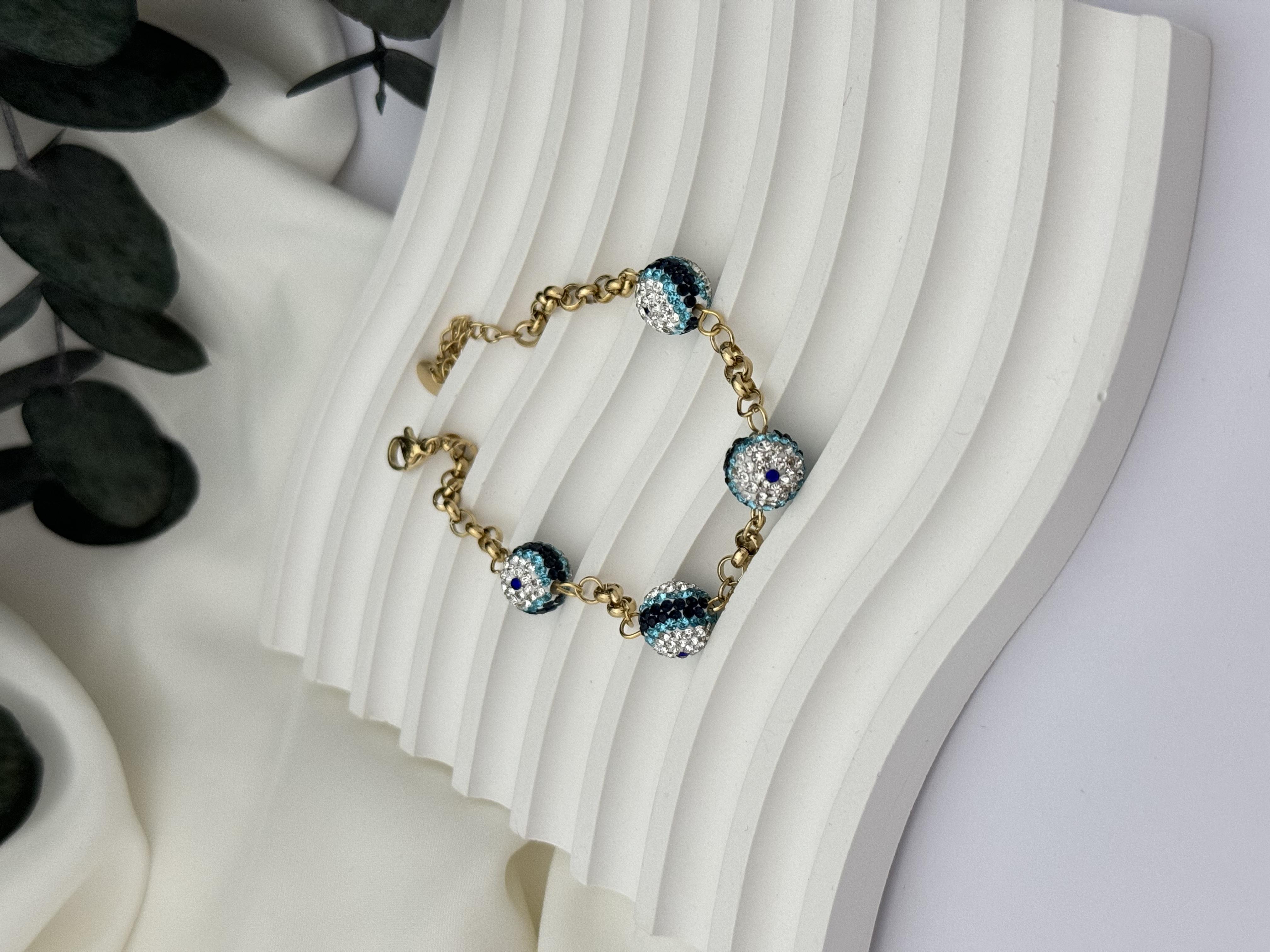 Nazar Boncuklu Çelik Bileklik