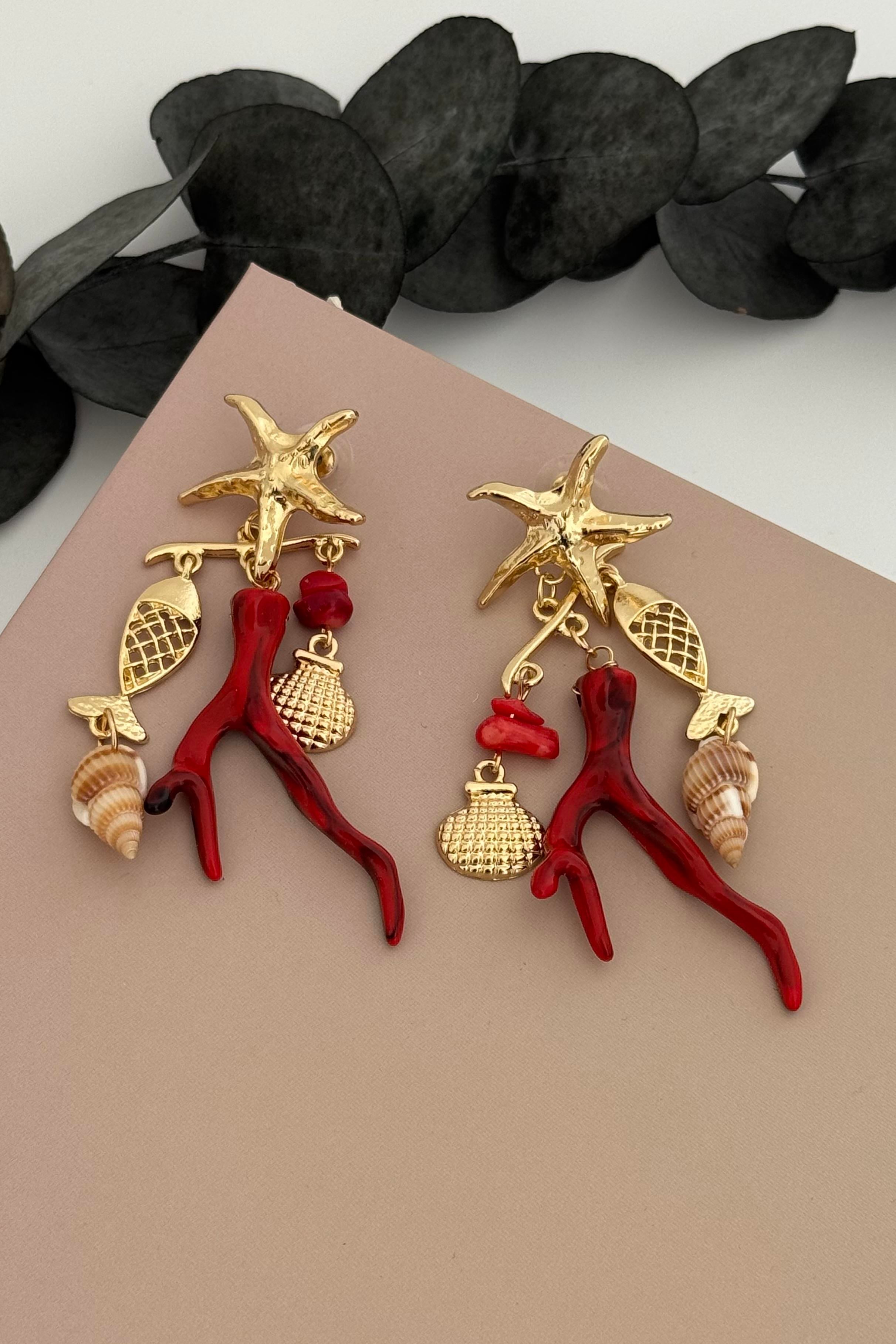 Ocean Charms Kırmızı Küpe