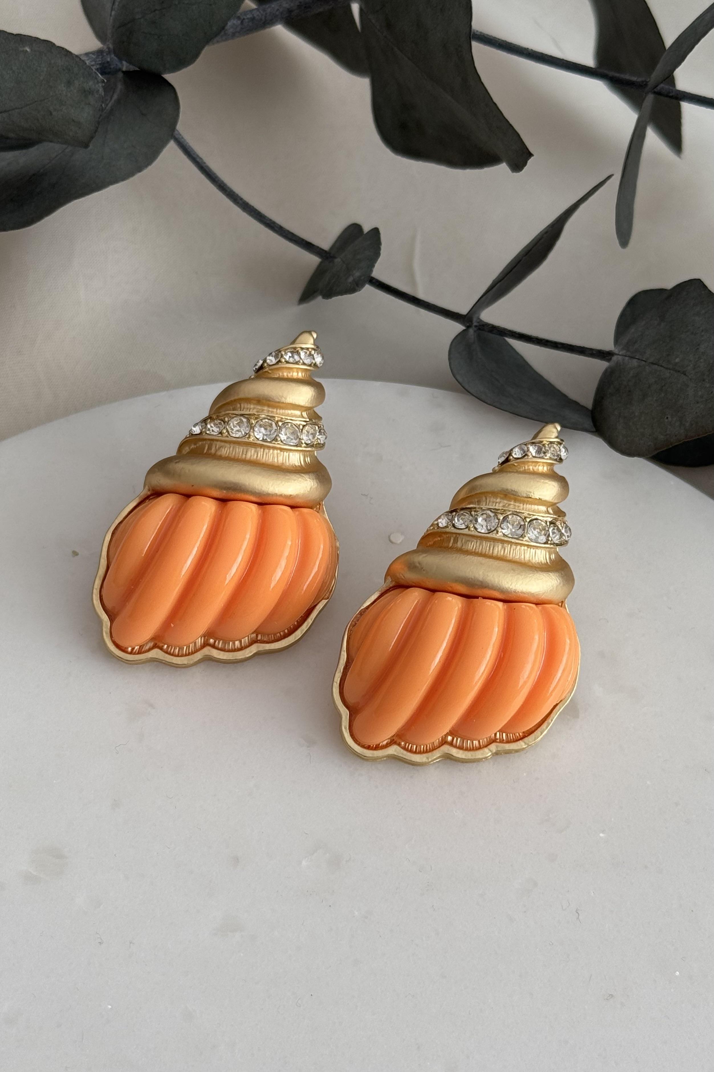 Orange Oyster Küpe