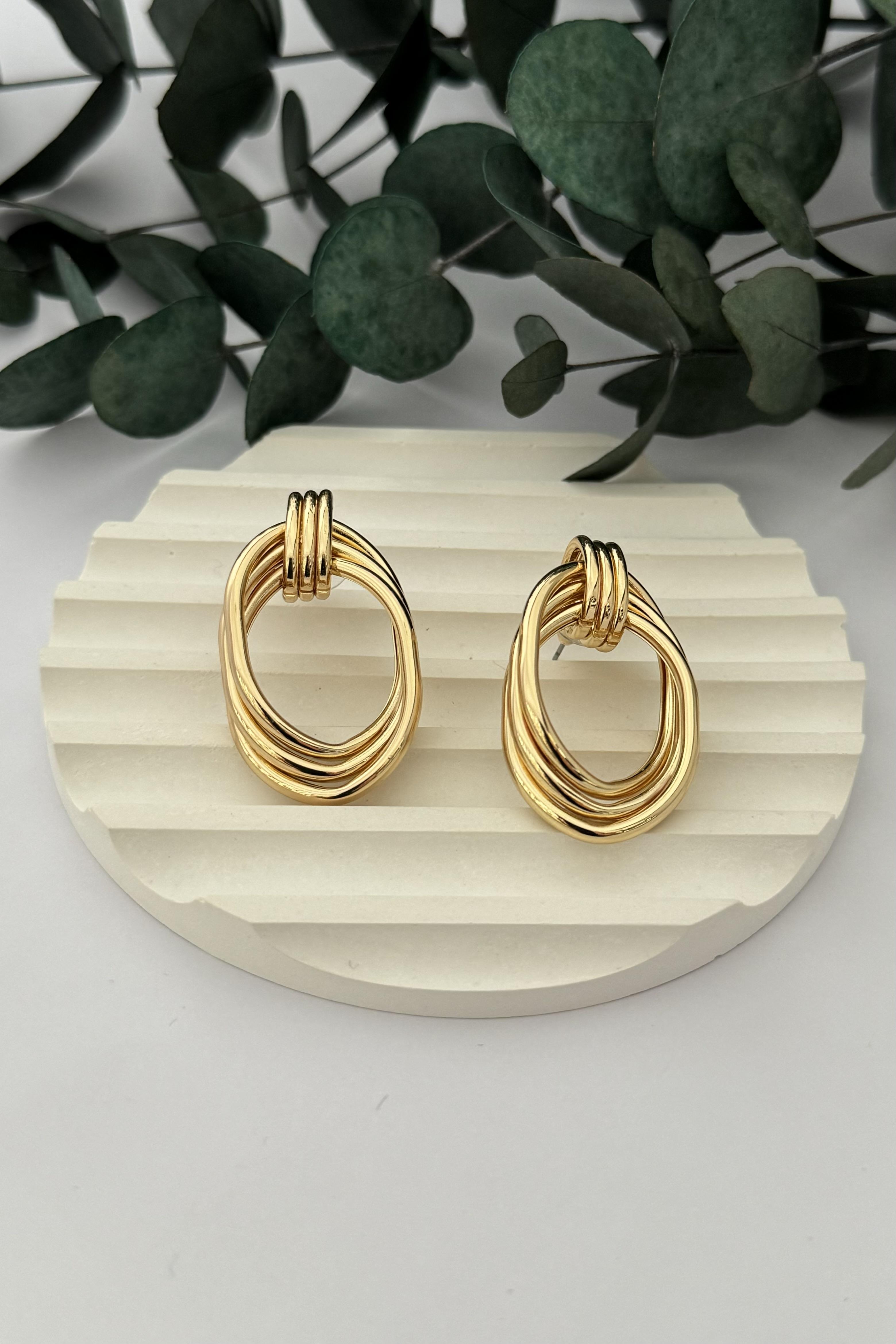 Pave Circle Gold Küpe