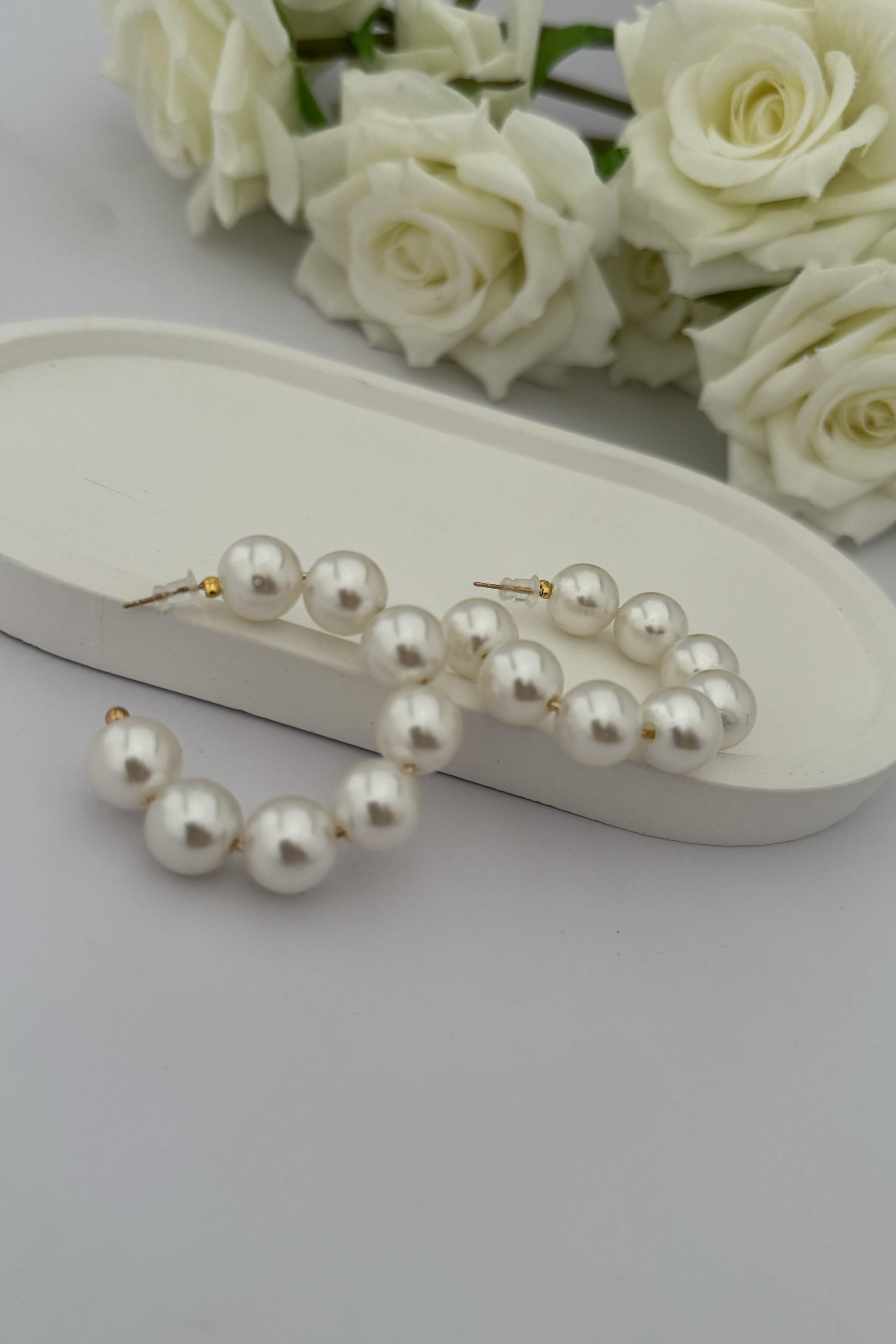 Pearl Bold Hoop Küpe