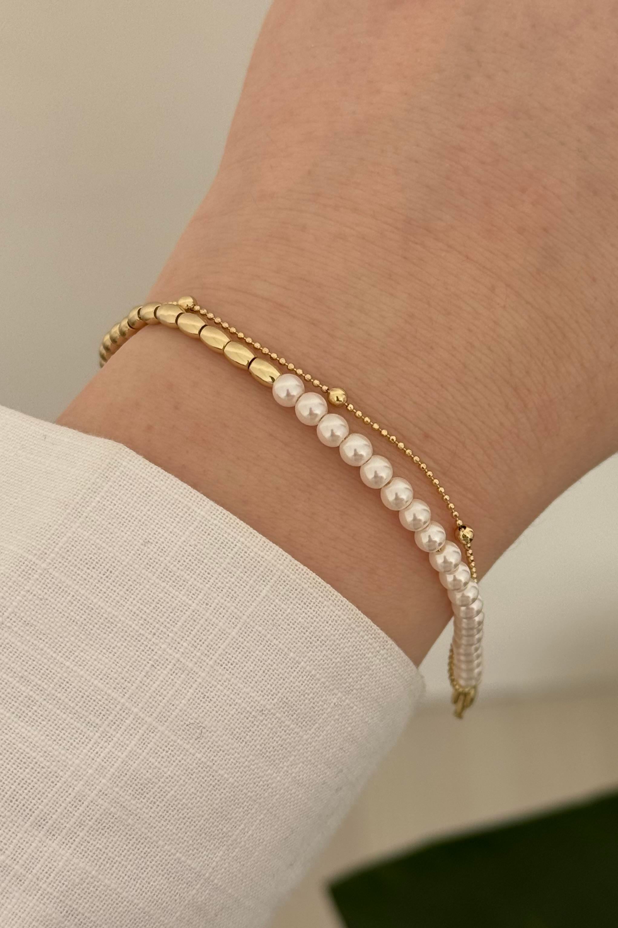 Perlune Vip Seri Gold Bileklik