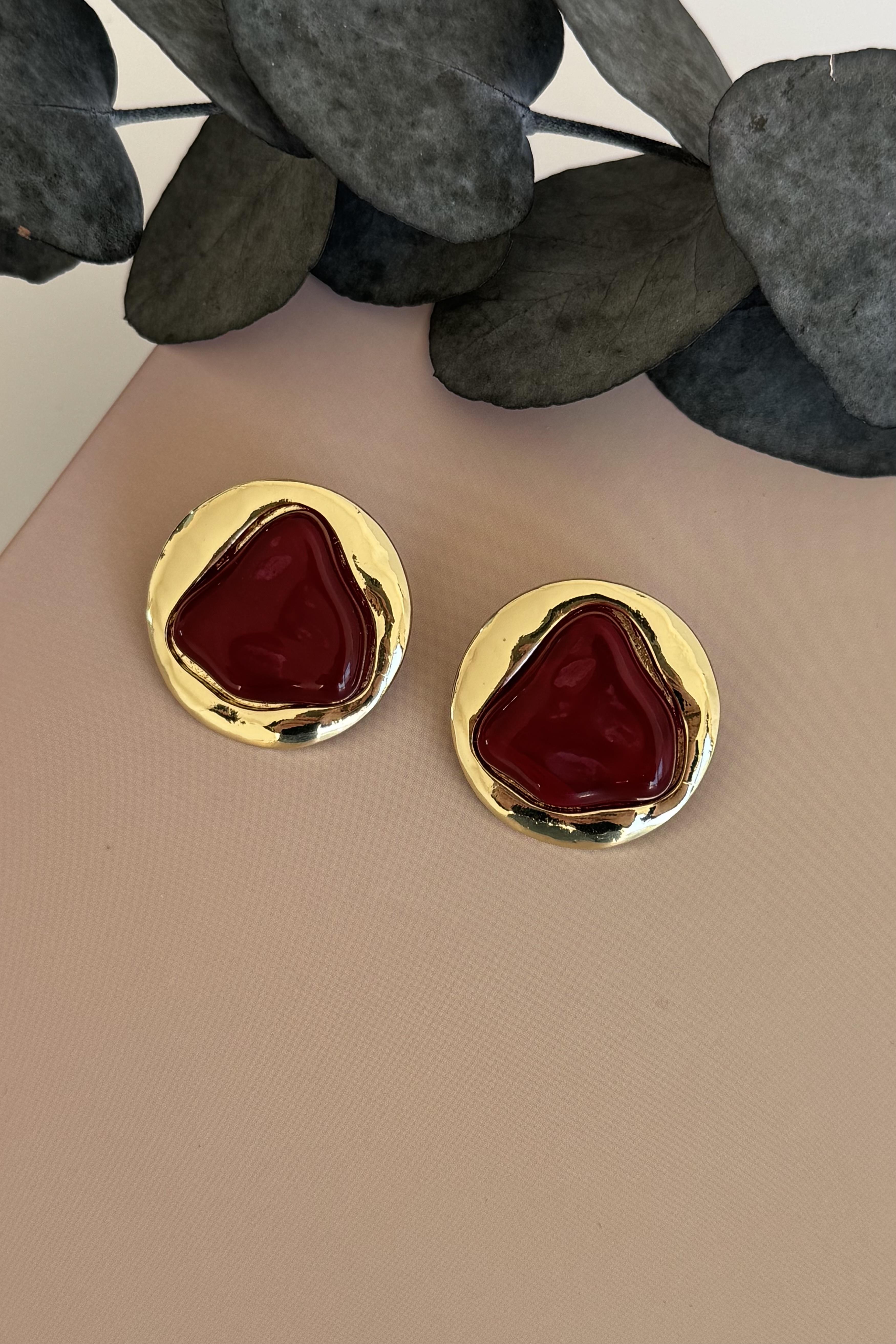 Puddle Bordo Küpe