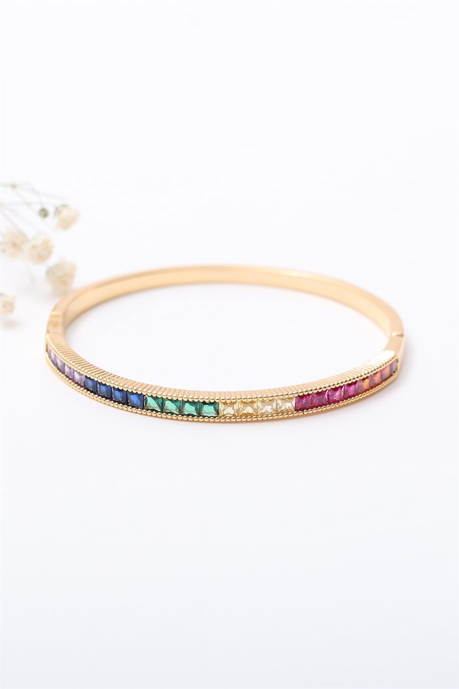 Renkli Taşlı Kelepçe Bileklik