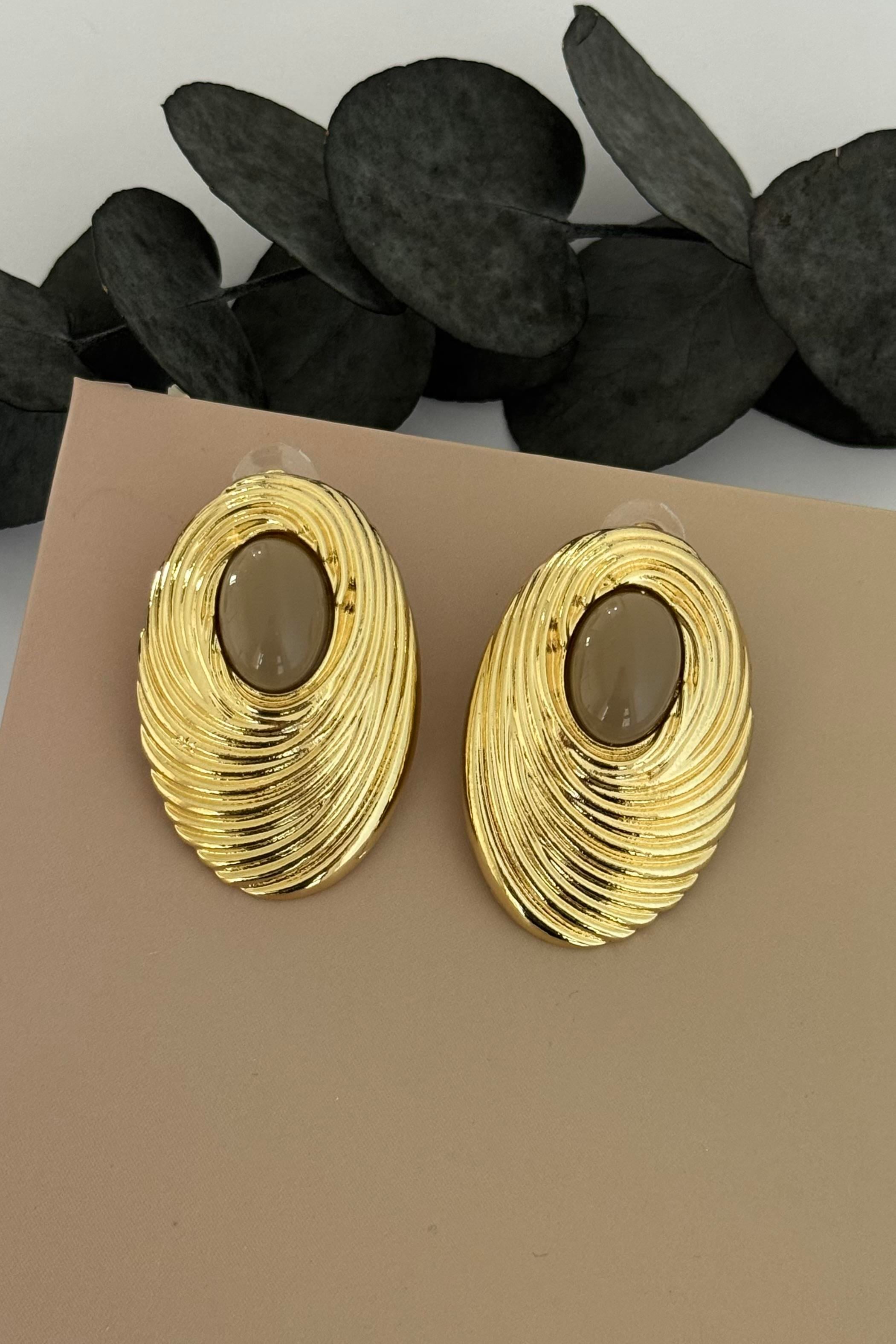Strata Gold Bej Küpe