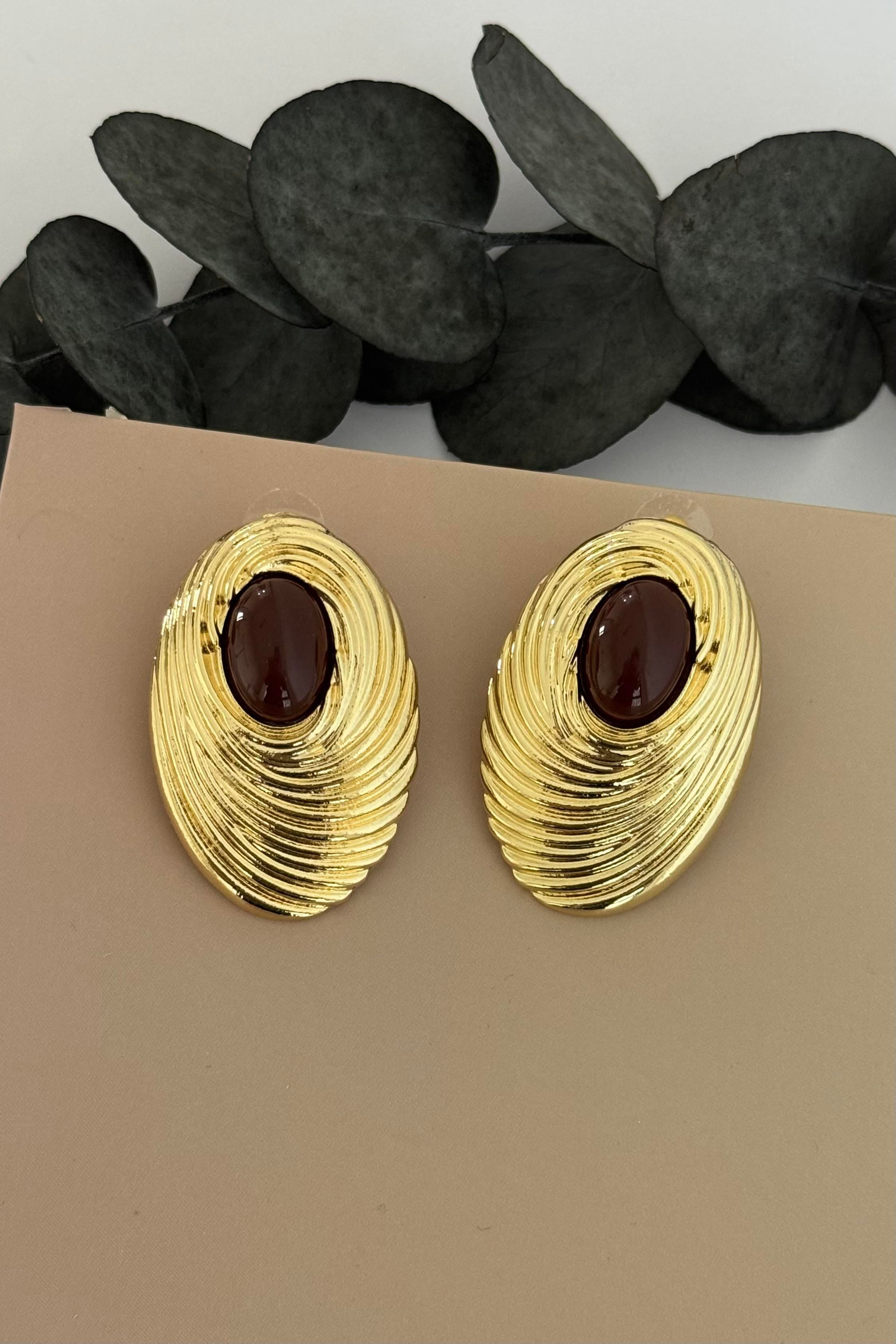 Strata Gold Kahverengi Küpe