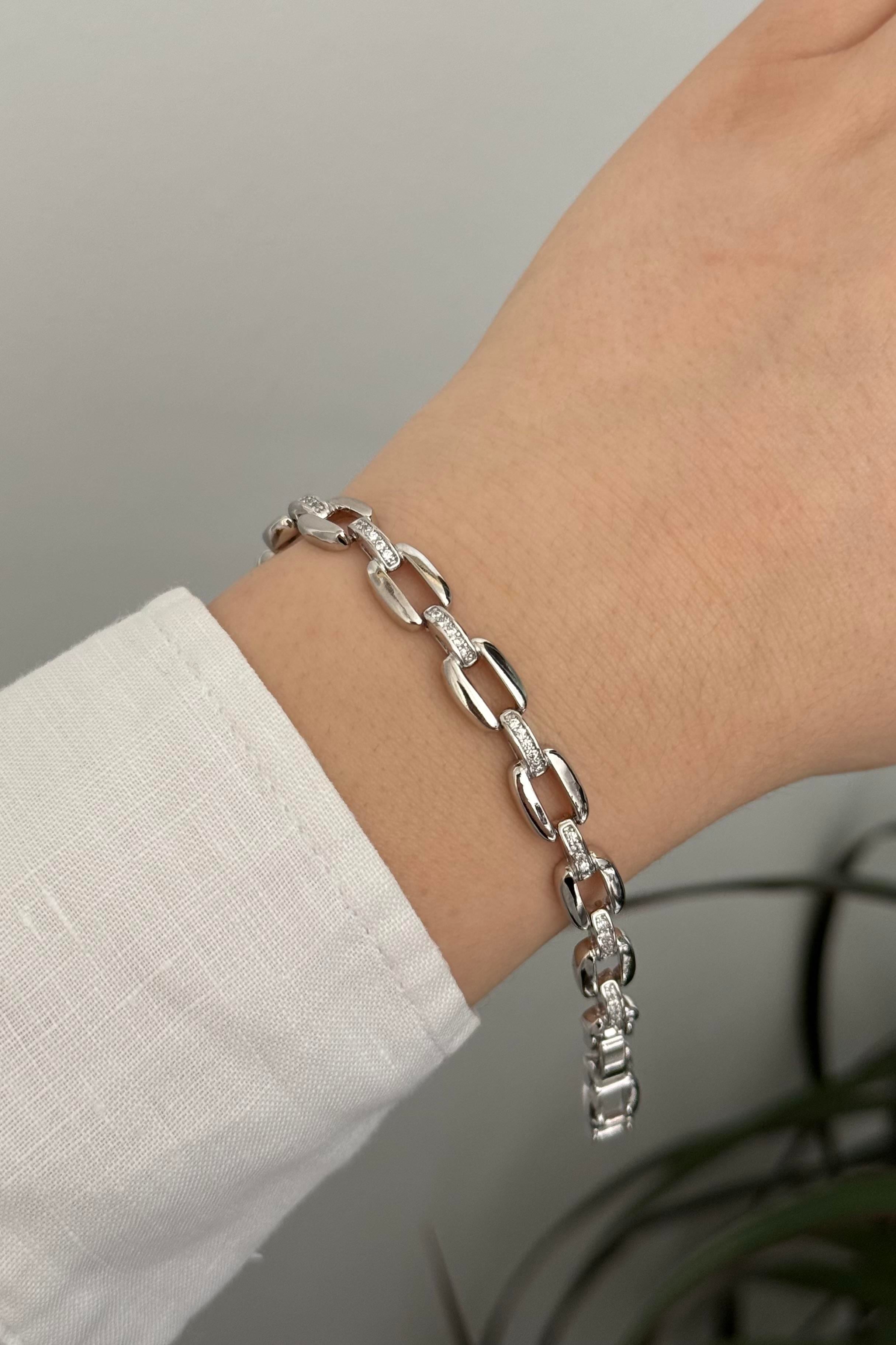 Taşlı Silver Vip Seri Bileklik