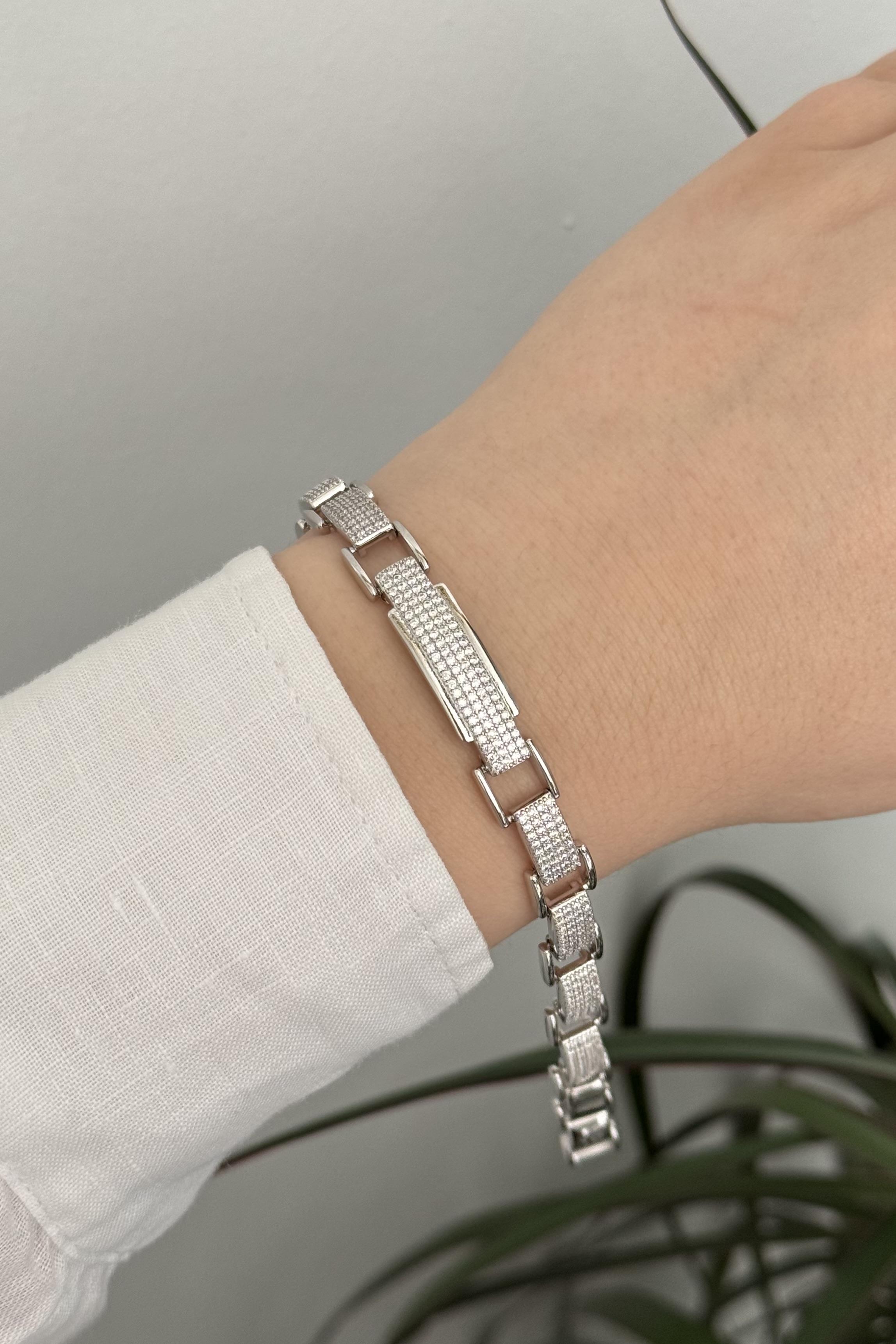 Taşlı Silver Vip Seri Bileklik