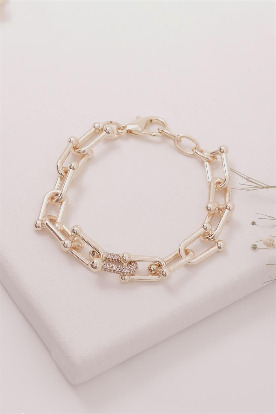 TF Taşlı Gold Bileklik