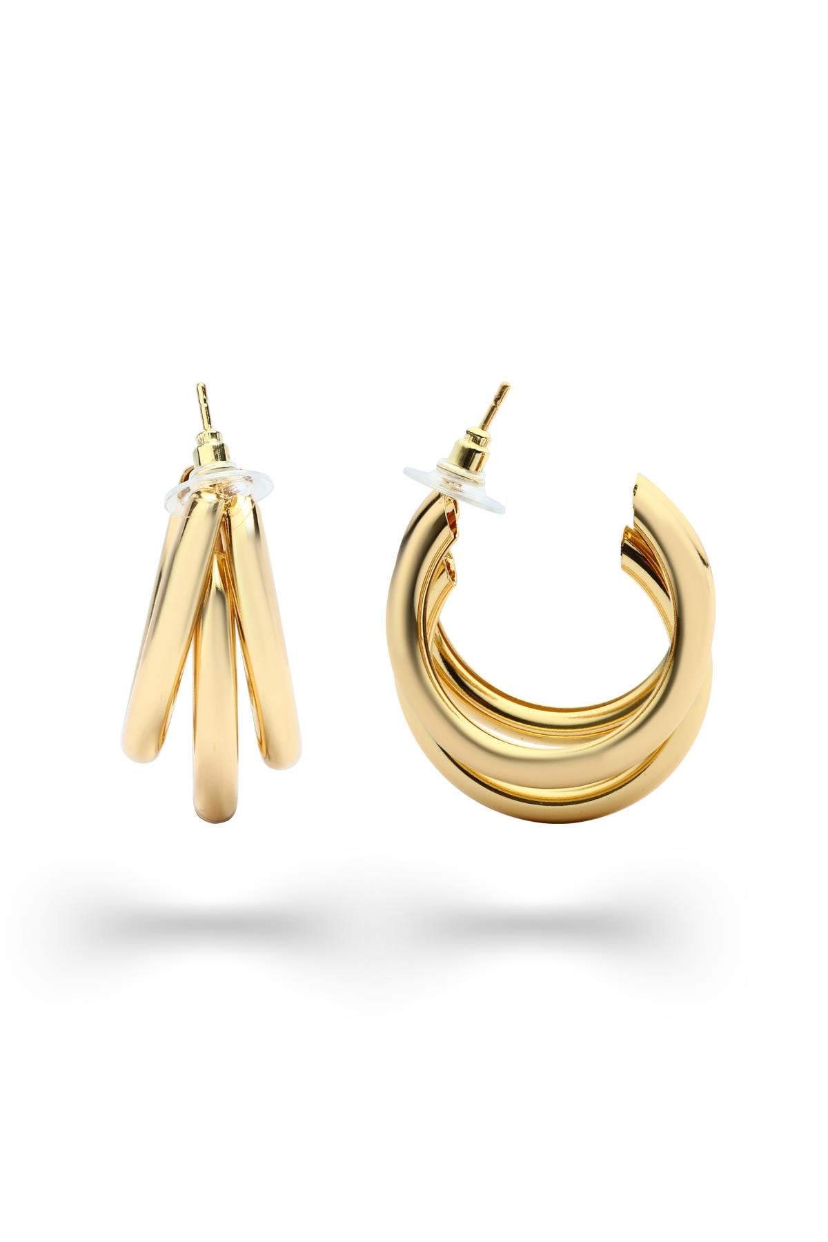 Three Hoop Gold Küpe