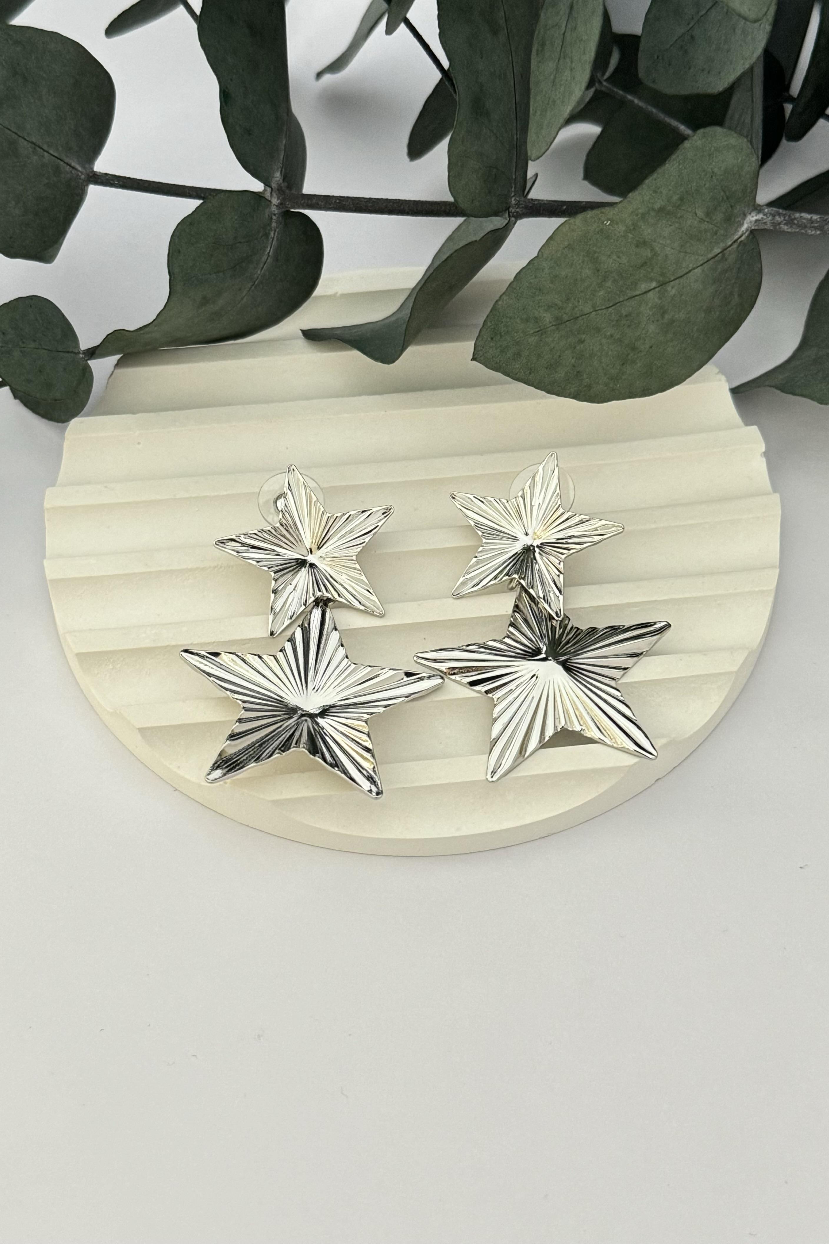 Two Star Silver Küpe