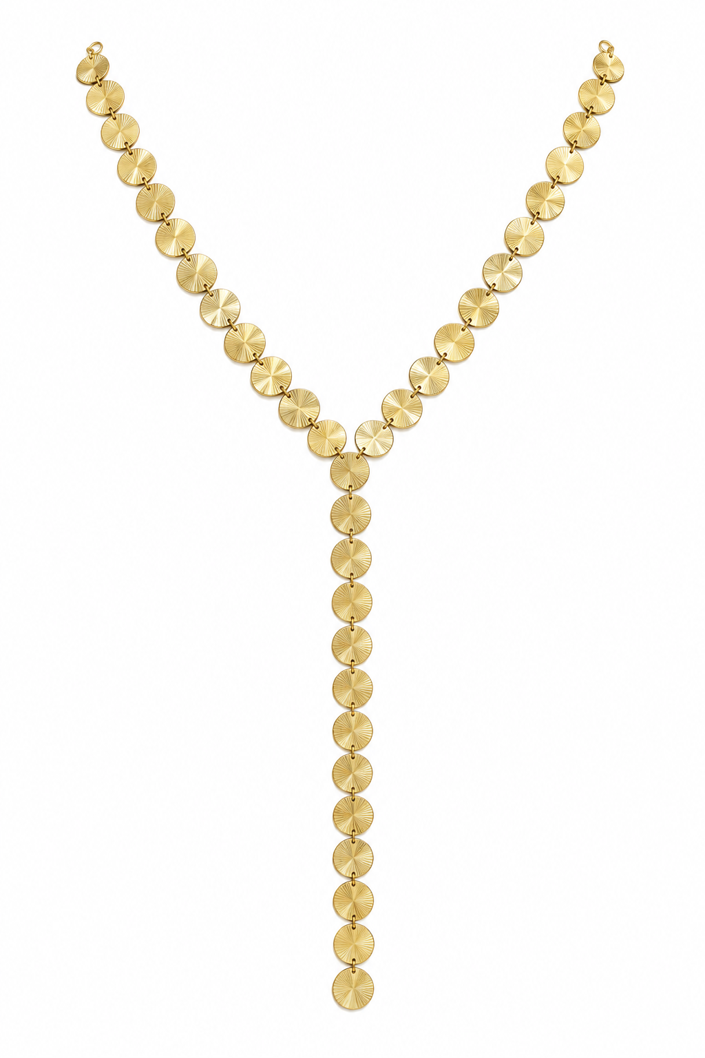 Yuvarlak Plaka Gold Y Kolye