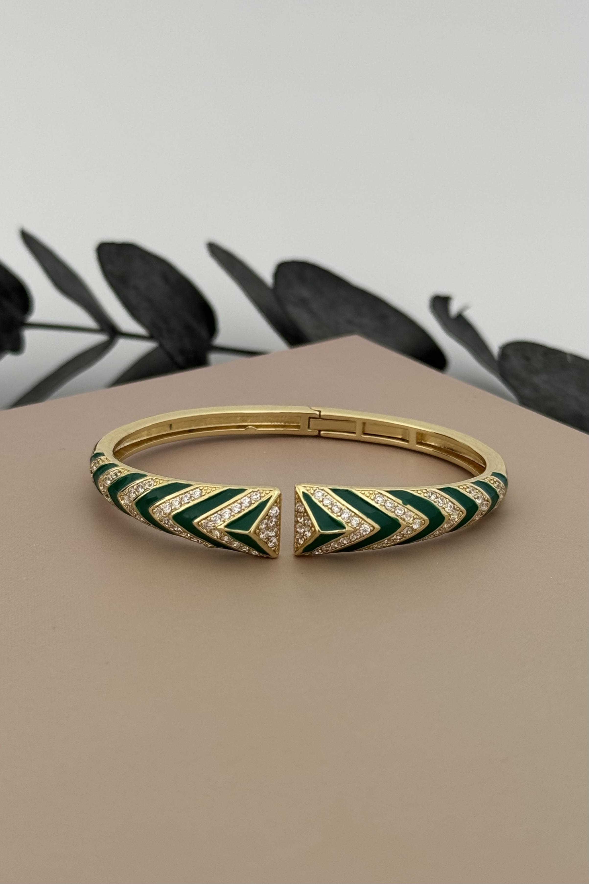 Zevora Yeşil Kelepçe Bileklik