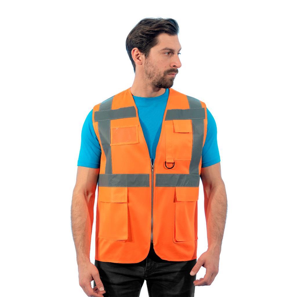 Mühendis Yeleği, Turuncu -52E1000- İş Yeleği-İş Güvenliği