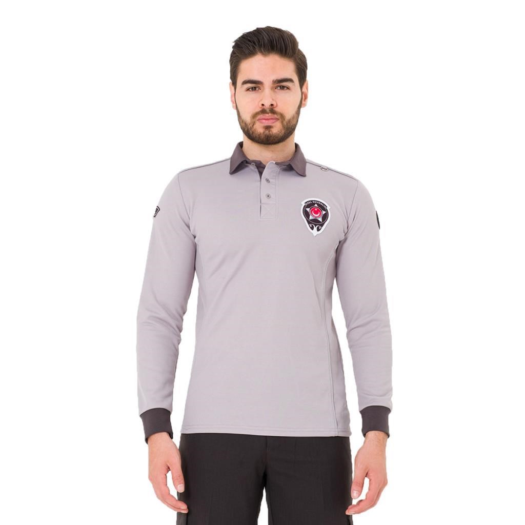 Özel Güvenlik Tişört, Gri, Uzun Kollu -39E631- Yeni Yasaya Uygun