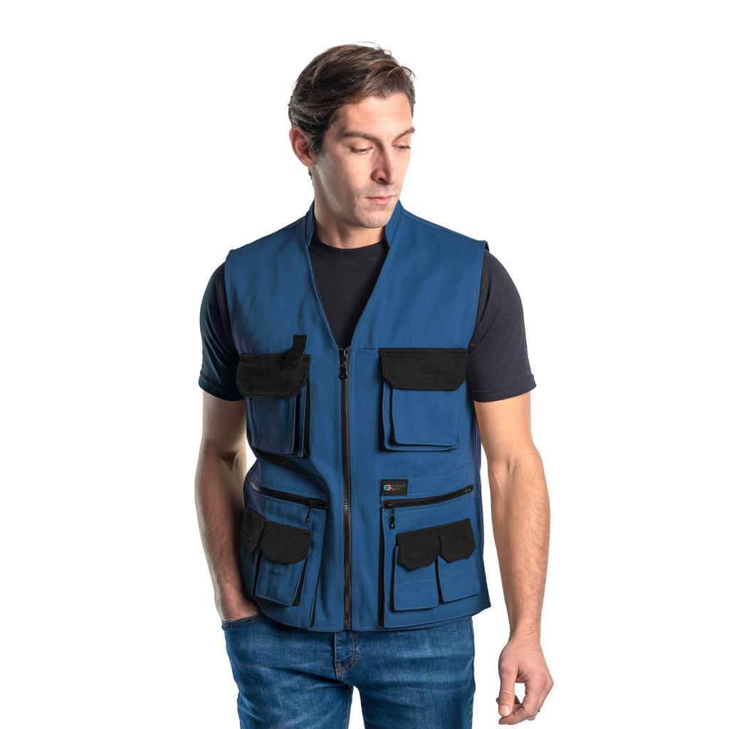 Şensel, Çok Cepli Yelek, Mavi-Siyah -118E1917- Dört Mevsim-Vest