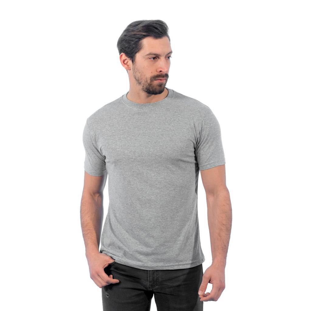 Sıfır Yaka Tişört, Gri -112E630- Bisiklet Yaka Tshirt, T-shirt