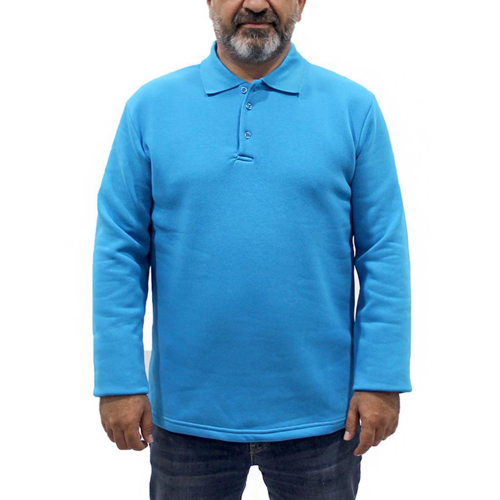 Sweatshirt, Polo Yaka, Turkuaz -107E1009-