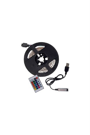 3 METRE TV ARKASI USB RGB ŞERİT LEDLİ HAZIR SET (ADAPTÖR - LED - KUMANDA) CT 4566