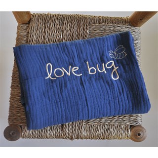 Love Bug - Petrol Mavisi 4 Kat Müslin Battaniye 100x130 cm