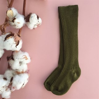 Zeytin Yeşili Fitilli Bebek - Çocuk Çorabı