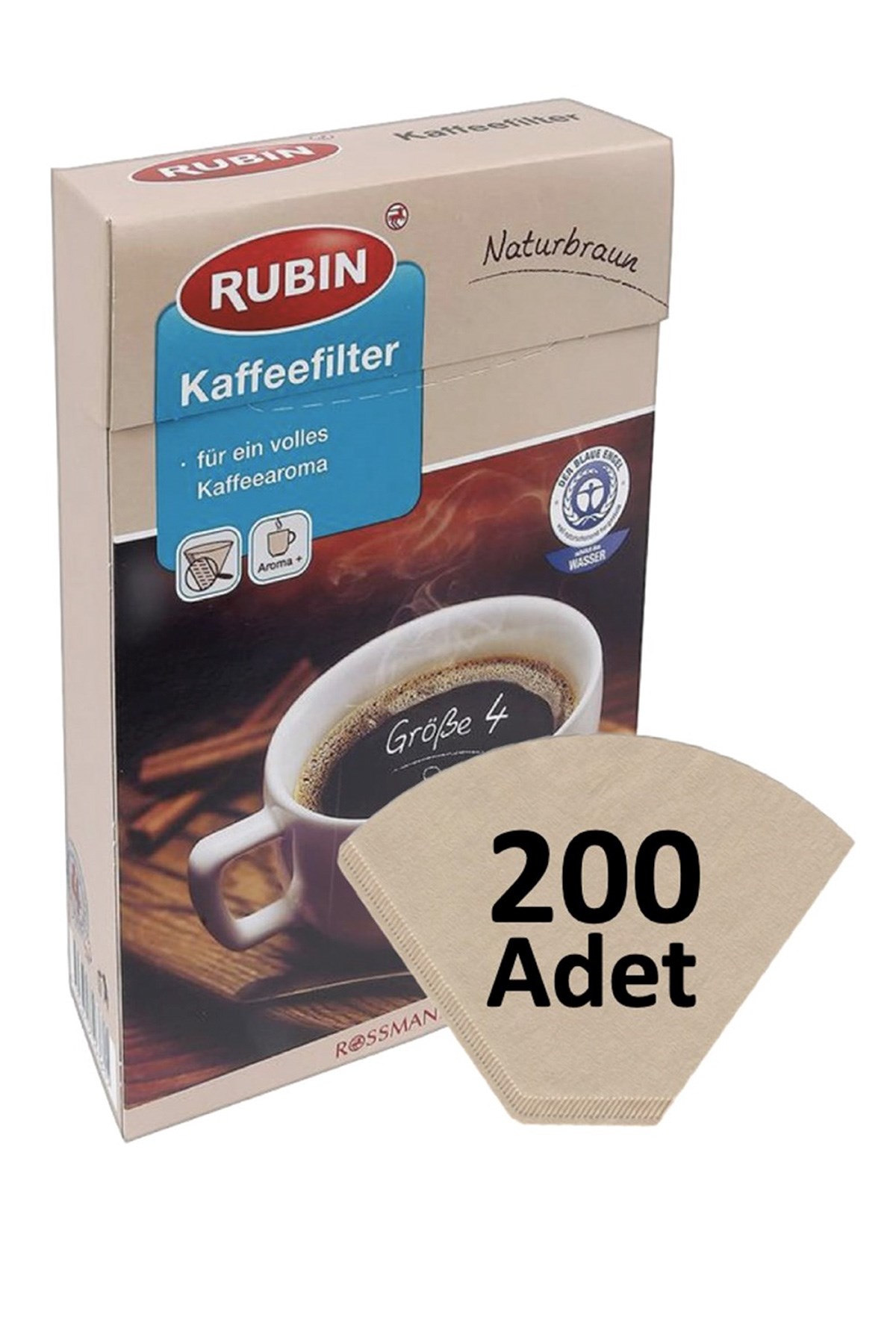Rossmann Rubin 4 Numara Doğal Kahverengi Filtre Kağıdı 2 x 100'lü -  Vakitsiz Kahve