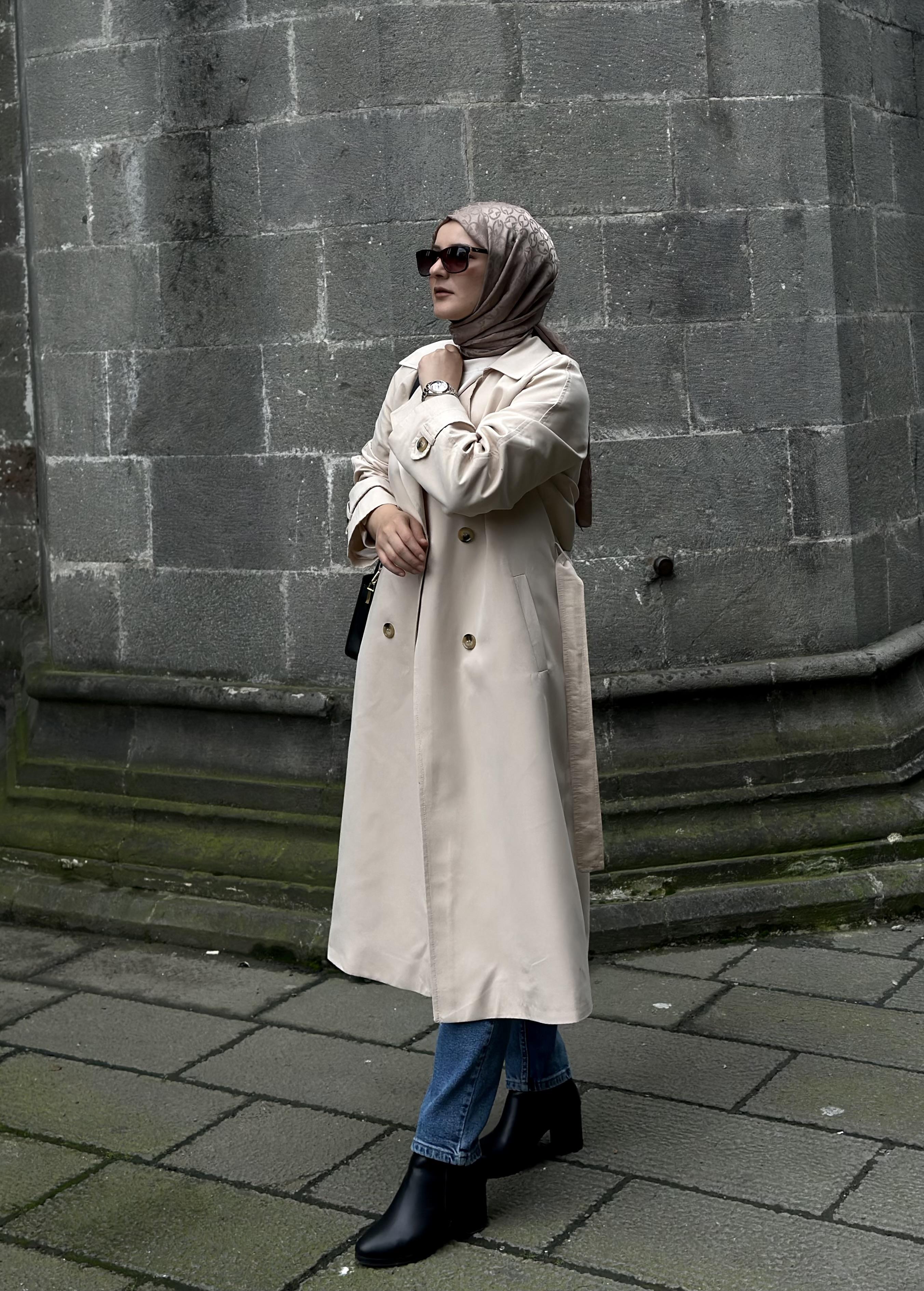 ASTARLI OWERSİZE TRENÇKOT 