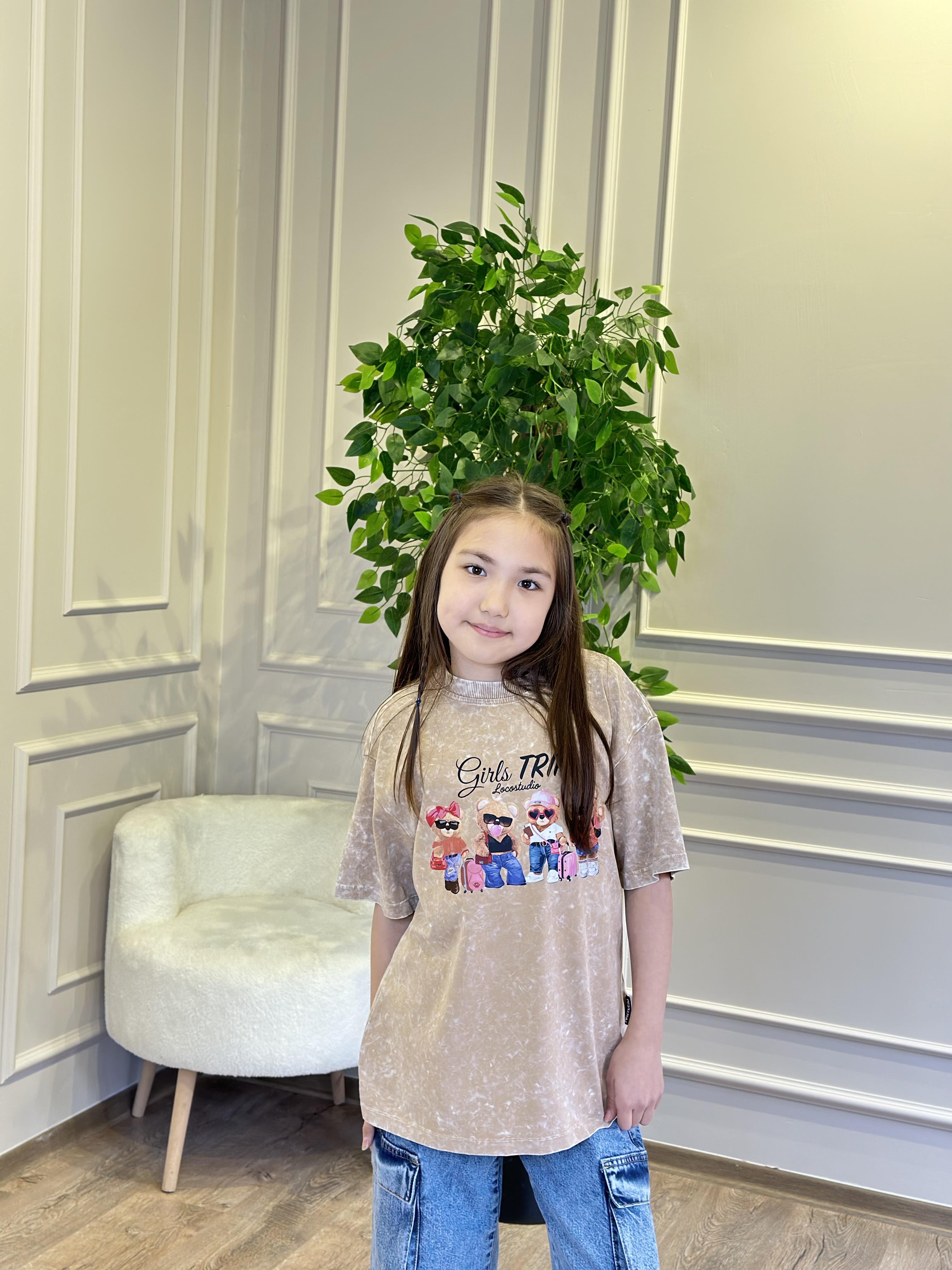 BEJ  BATİK YIKAMA AYICIKLI TİŞÖRT