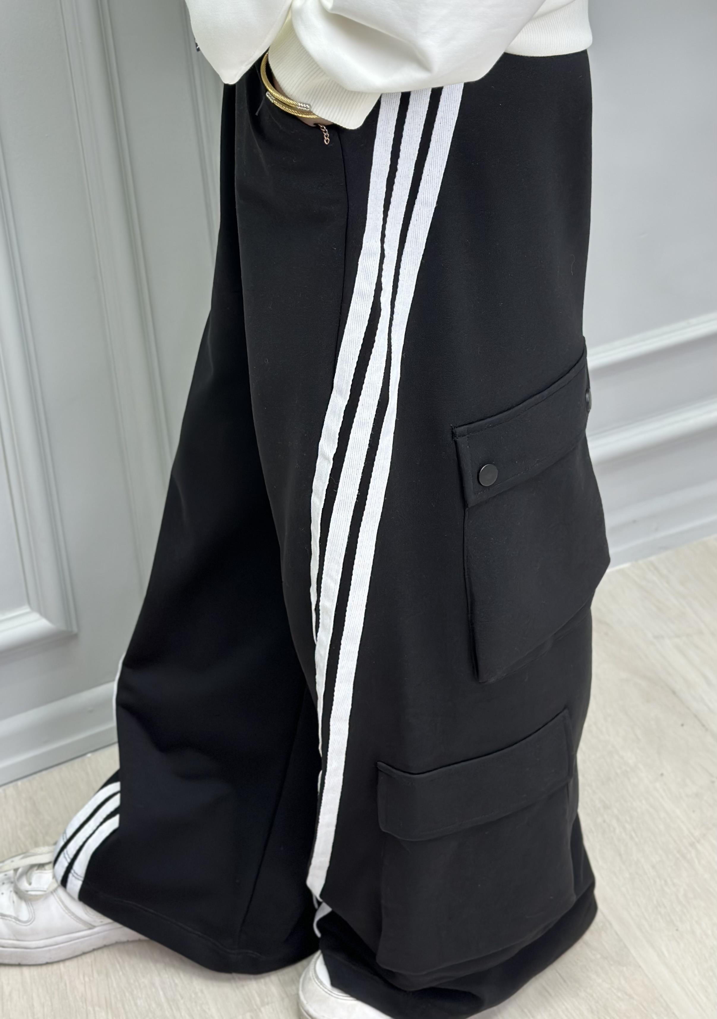 CEP DETAYLI SİYAH EŞOFMAN ALTI